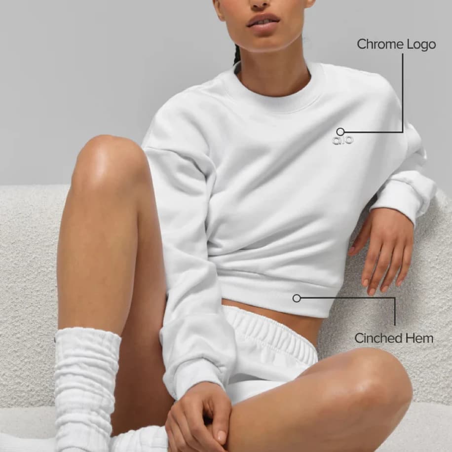 Alo Yoga Cropped White Sweatshirt görsel 2