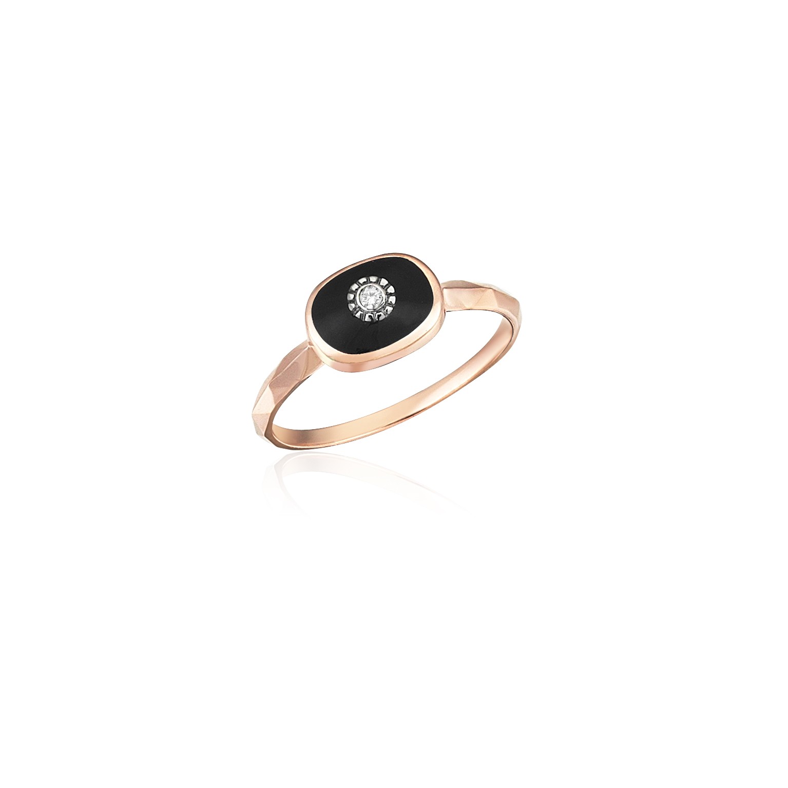 Istanbul Series Oval Diamond Gold Women's Ring - Black