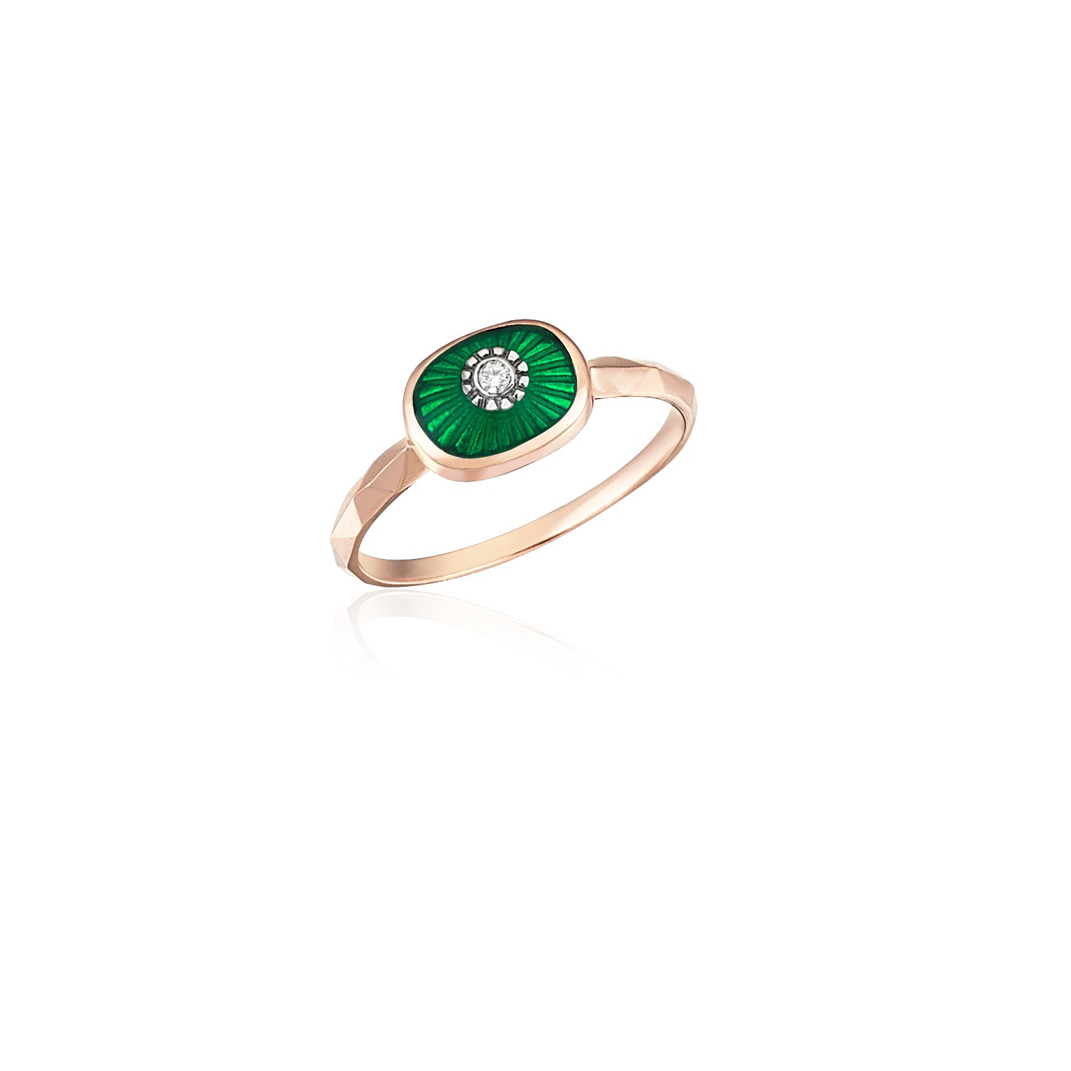 Istanbul Series Oval Diamond Gold Women's Ring - Green