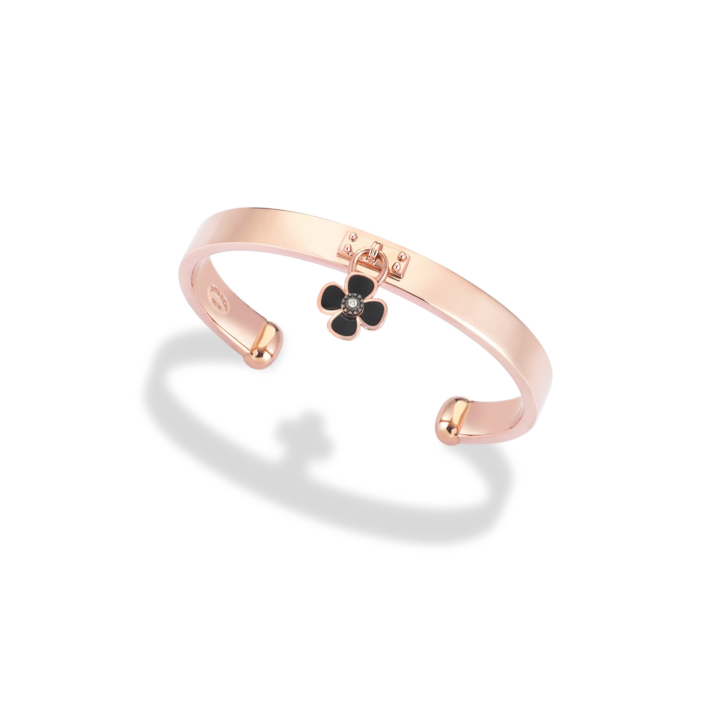 Charm & More Clover Diamond-Studded Enamel Bracelet - Rose