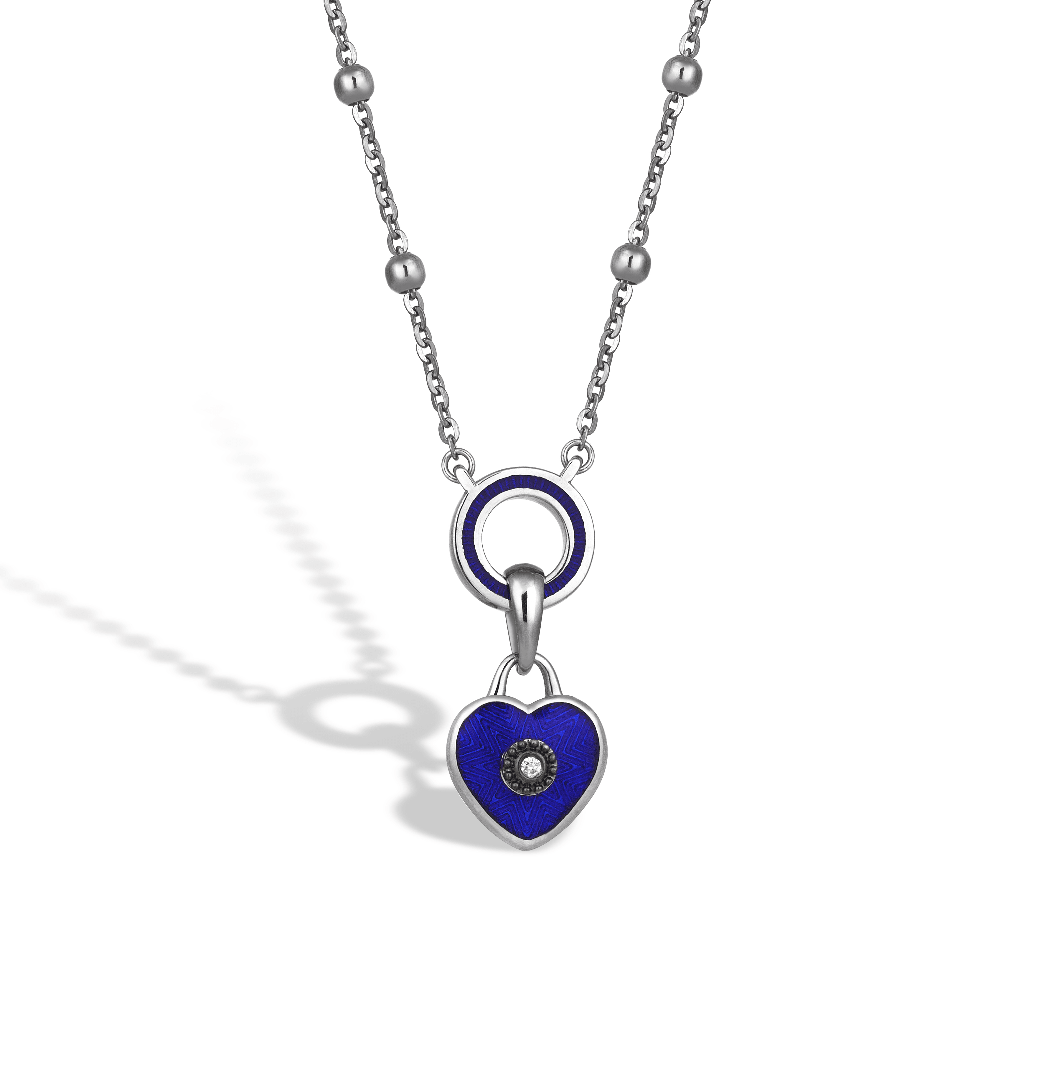 Charm & More Heart Diamond Enamel Necklace