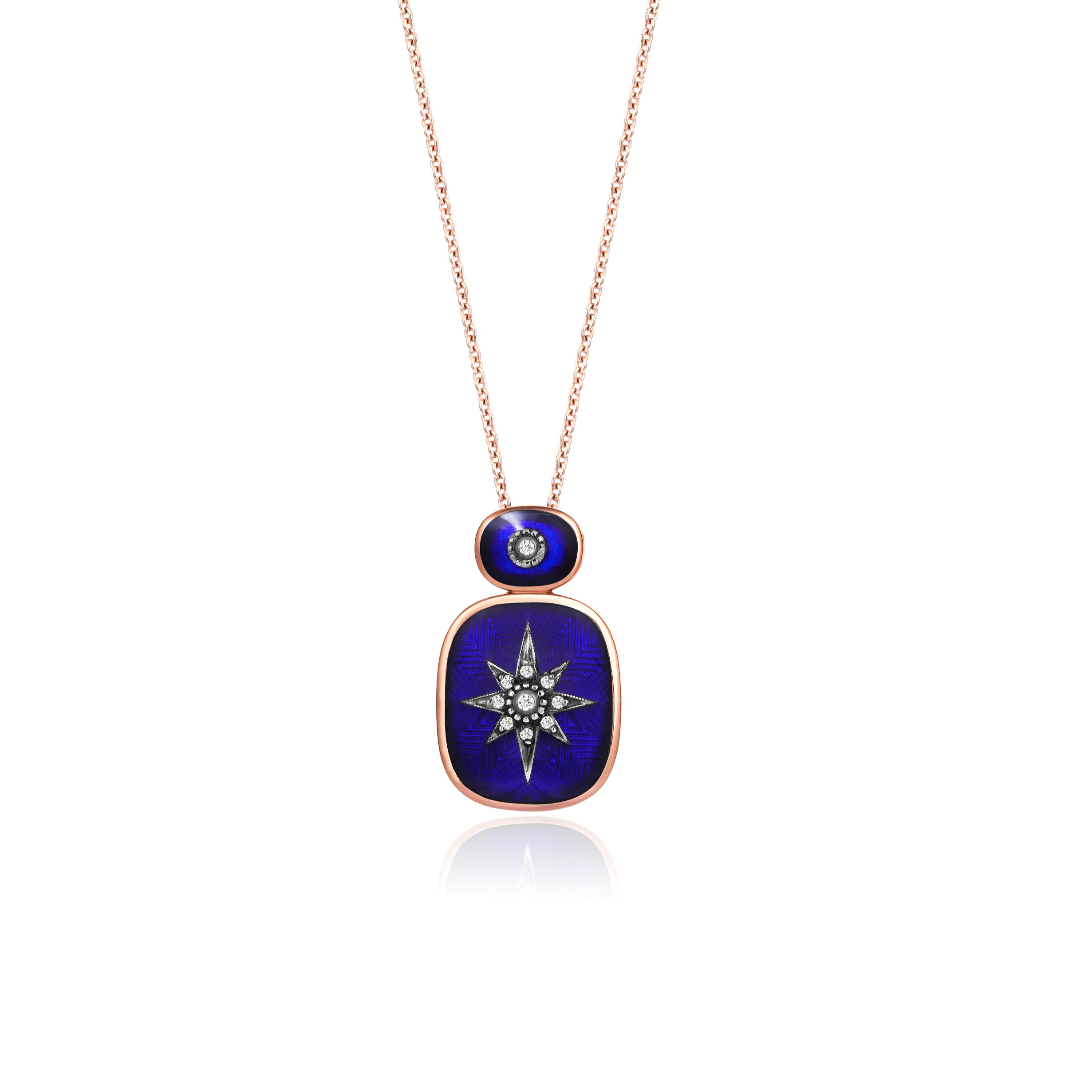 Istanbul Series North Star Diamond Stone Women's Gold Necklace - Blue 