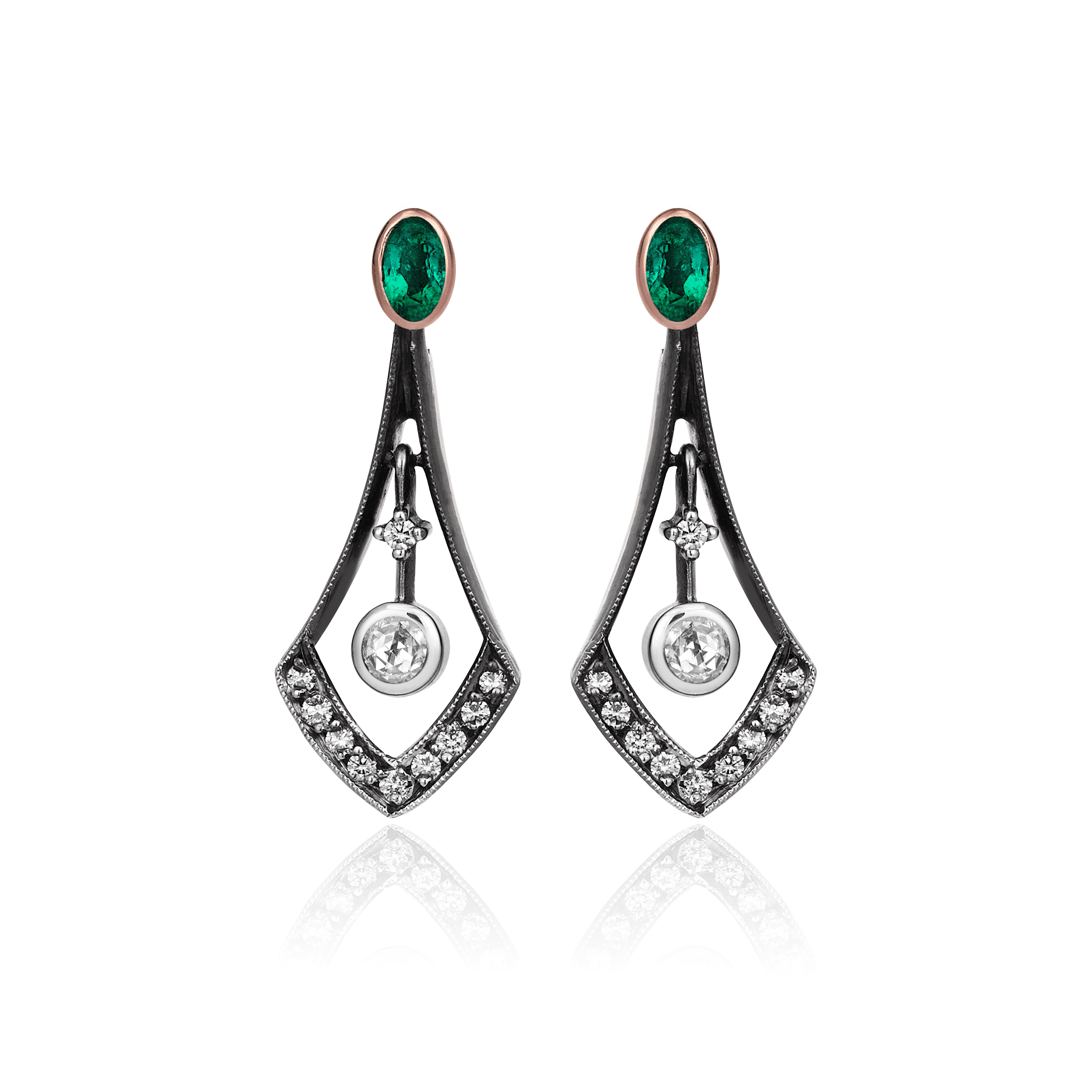 Istanbul Series Diamond Women's Gold Earrings - Emerald