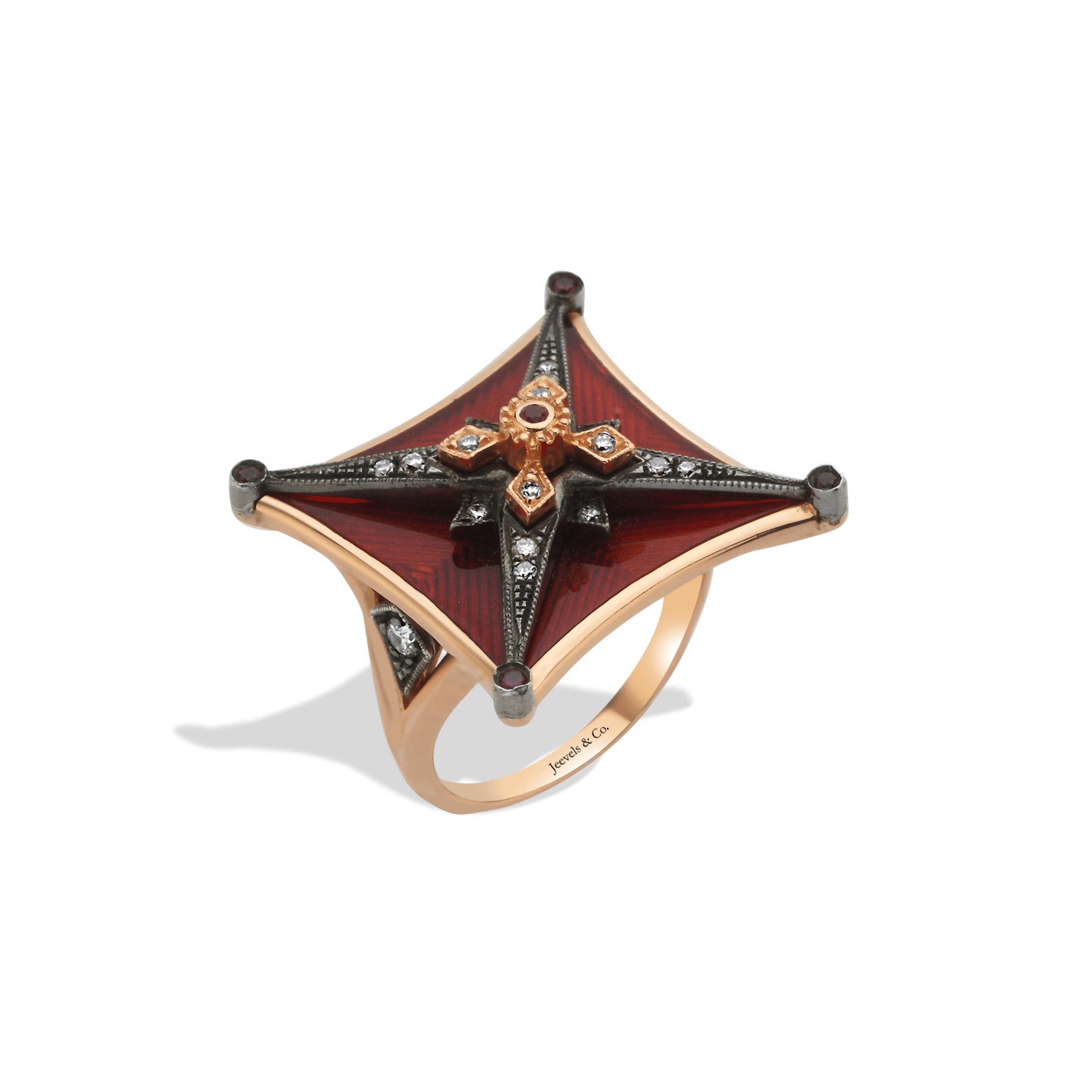 Istanbul Series Polar Star Ruby Diamond Stone Women's Gold Ring