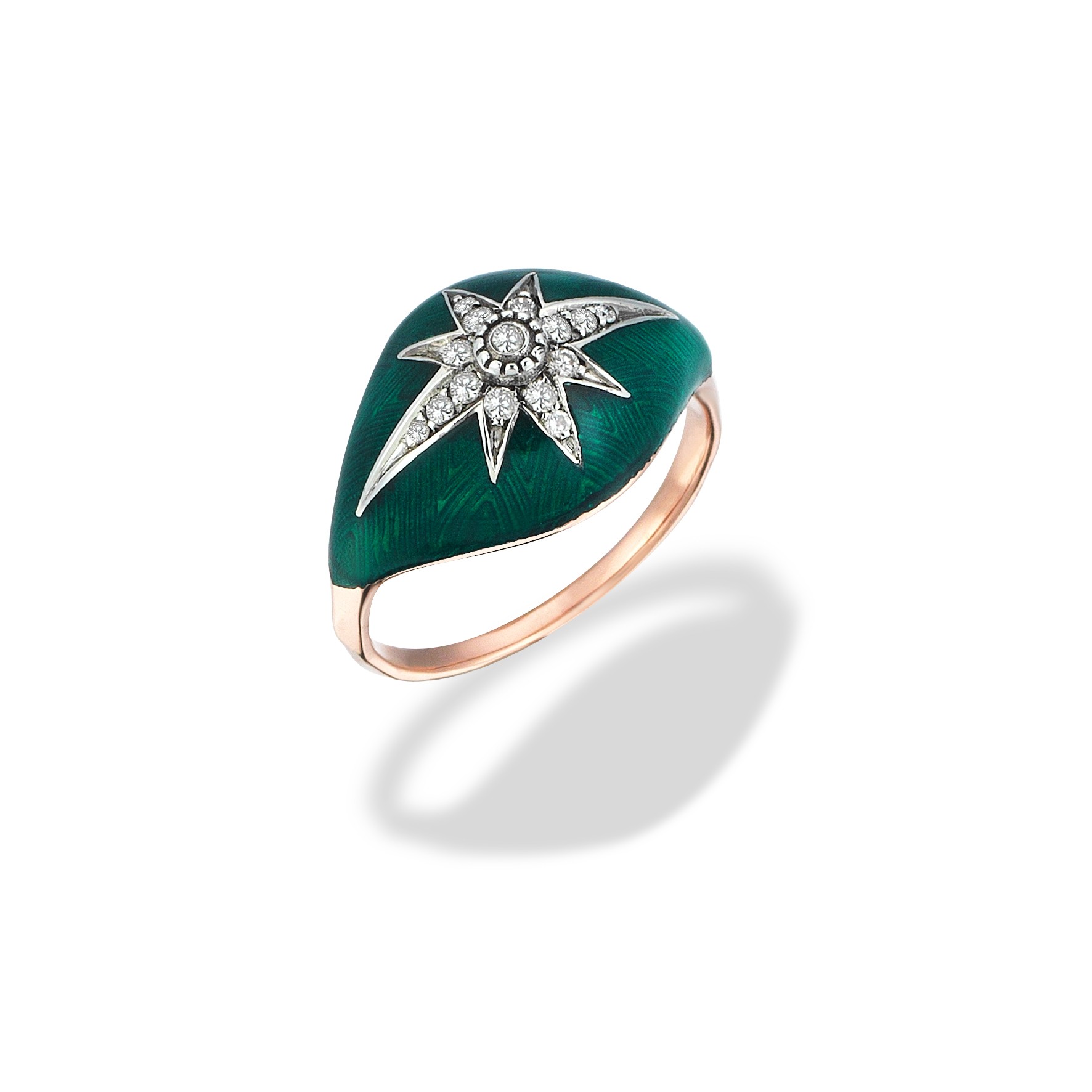 Istanbul Series North Star Enamel Diamond Stone Gold Women's Ring