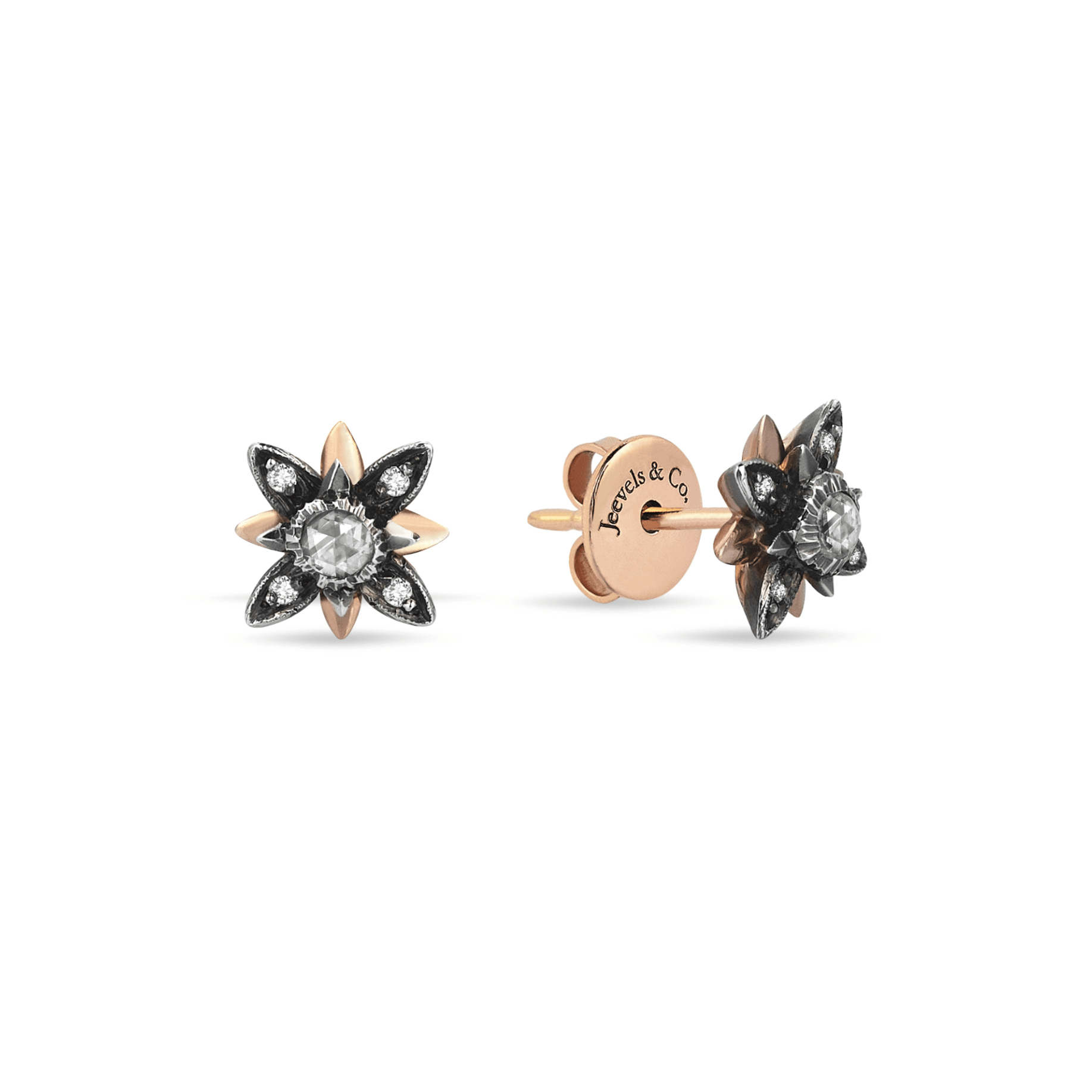 Istanbul Series Small Flower Diamond Stone Women's Gold Earrings