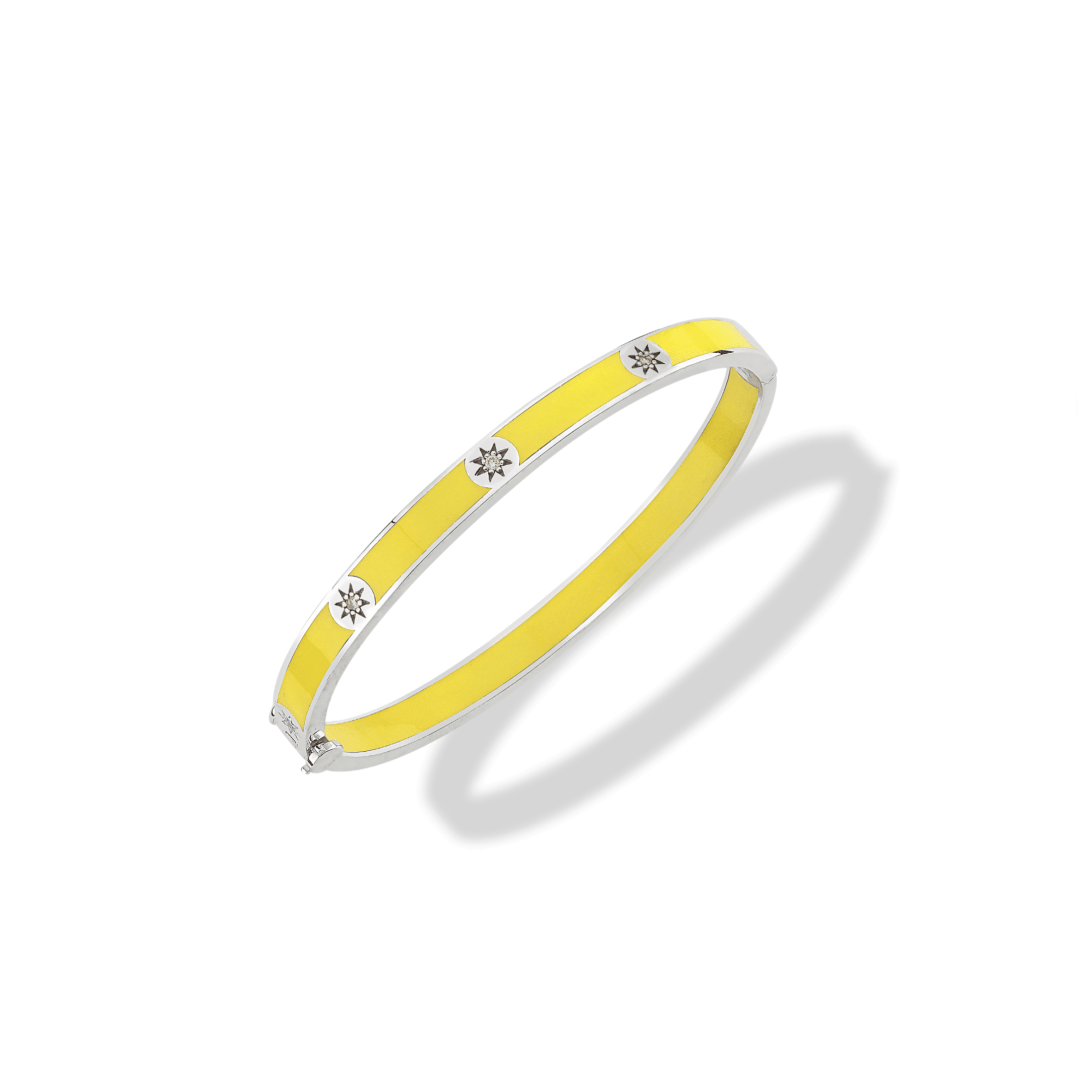 Charm & More Enamel Diamond Cuff Bangle - Yellow