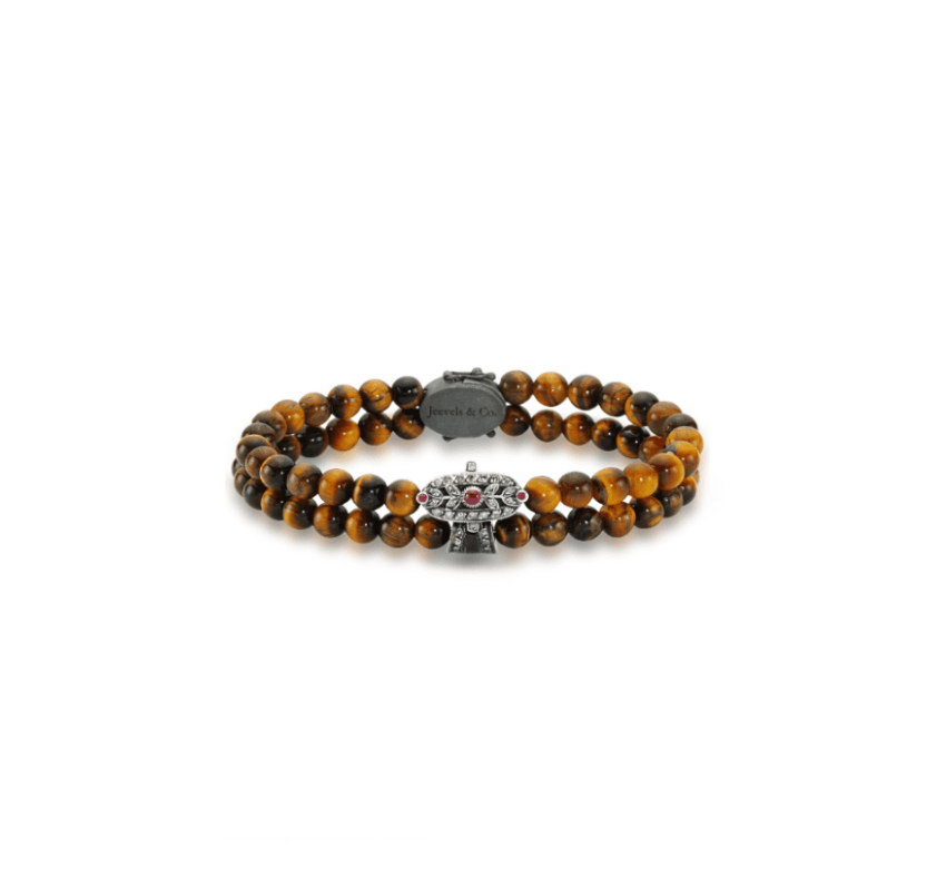 Initial Collection Tiger Eye Taşlı Yakut Pırlanta Gümüş Bileklik