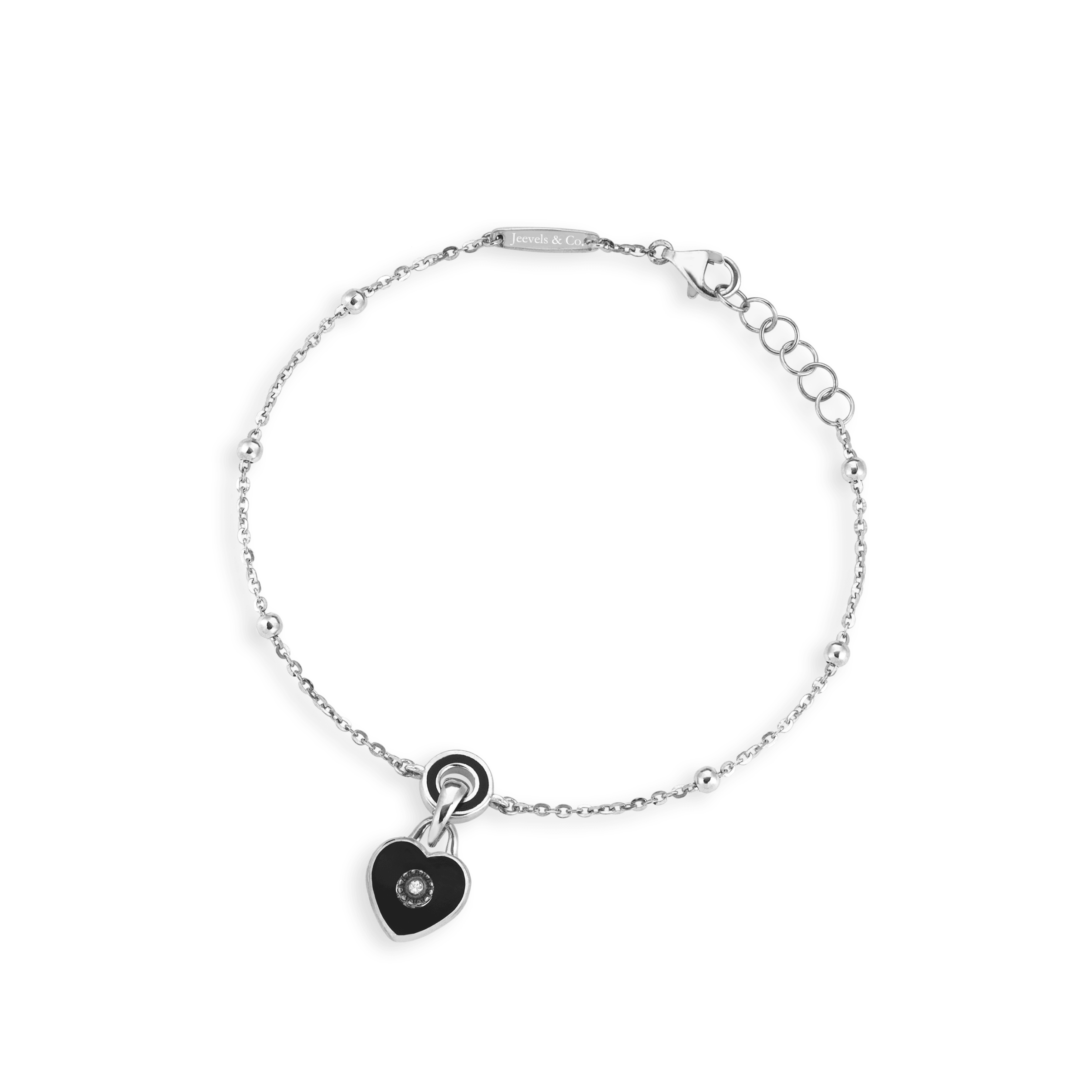 Charm & More Heart Diamond Enamel Bracelet