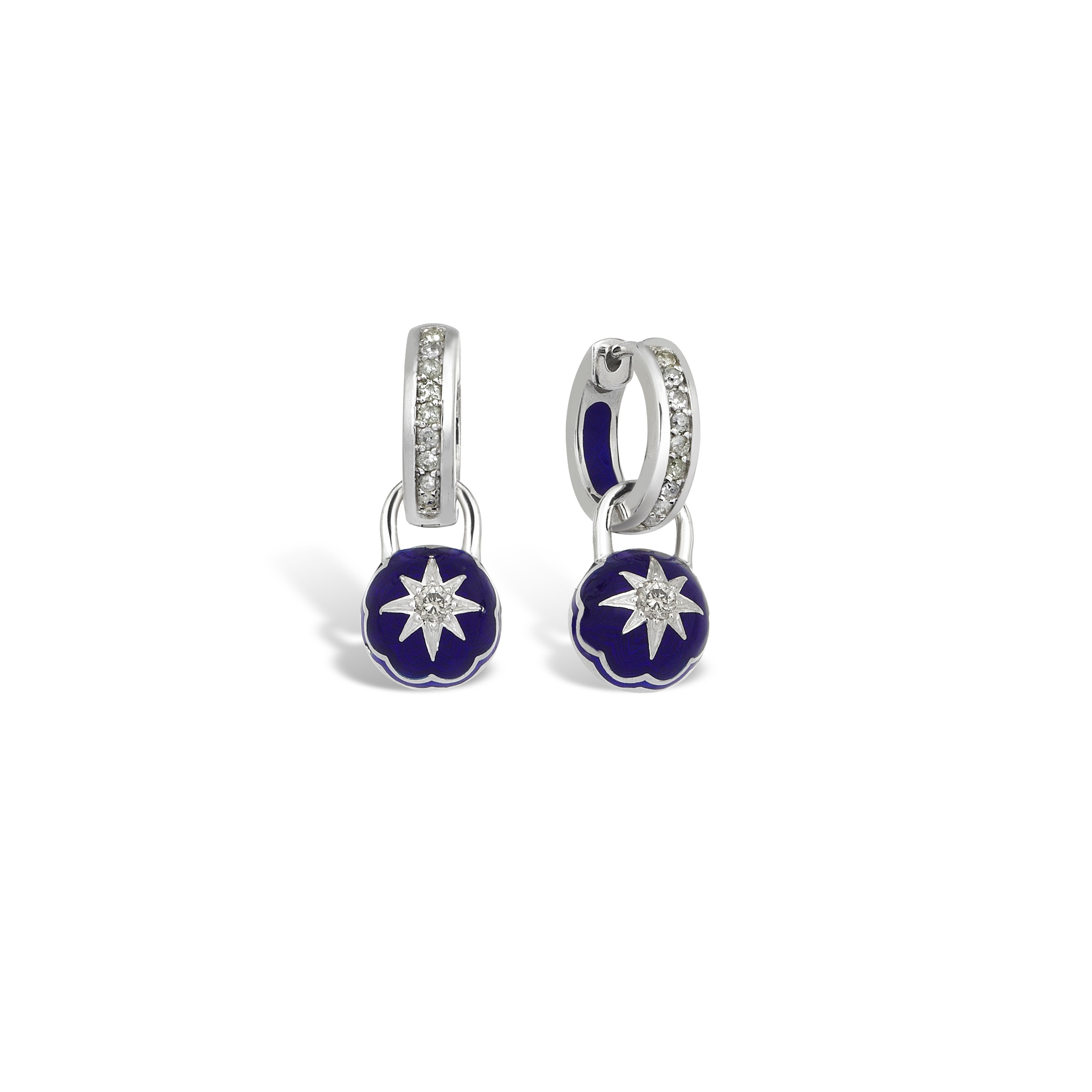 Charm & More Round Diamond-Encrusted Enamel Earring