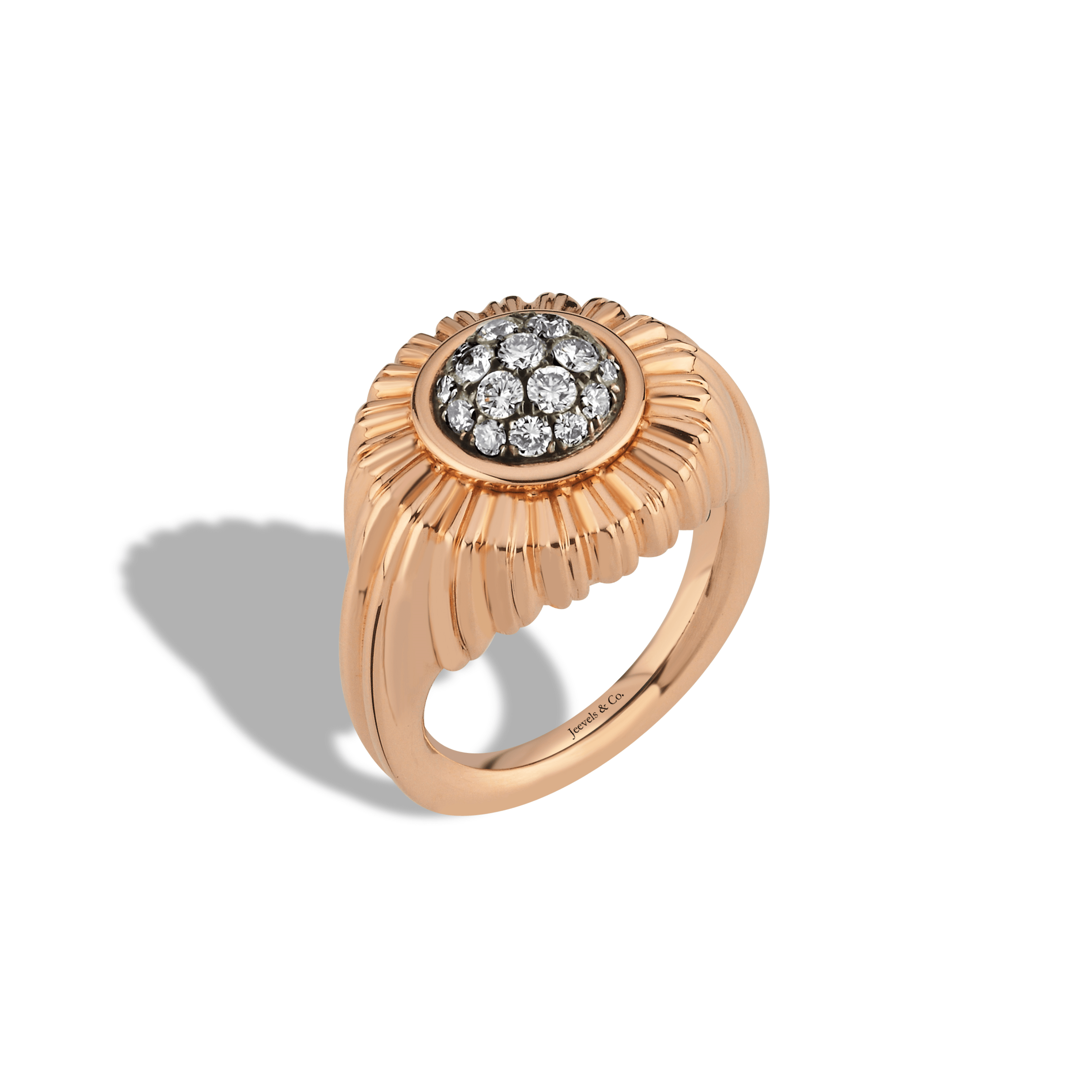 Nature Reflection Sun Diamond Stone Gold Ring