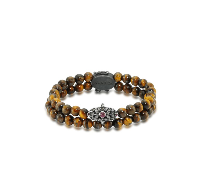 Initial Collection Tiger Eye Taşlı Yakut Pırlanta Gümüş Bileklik