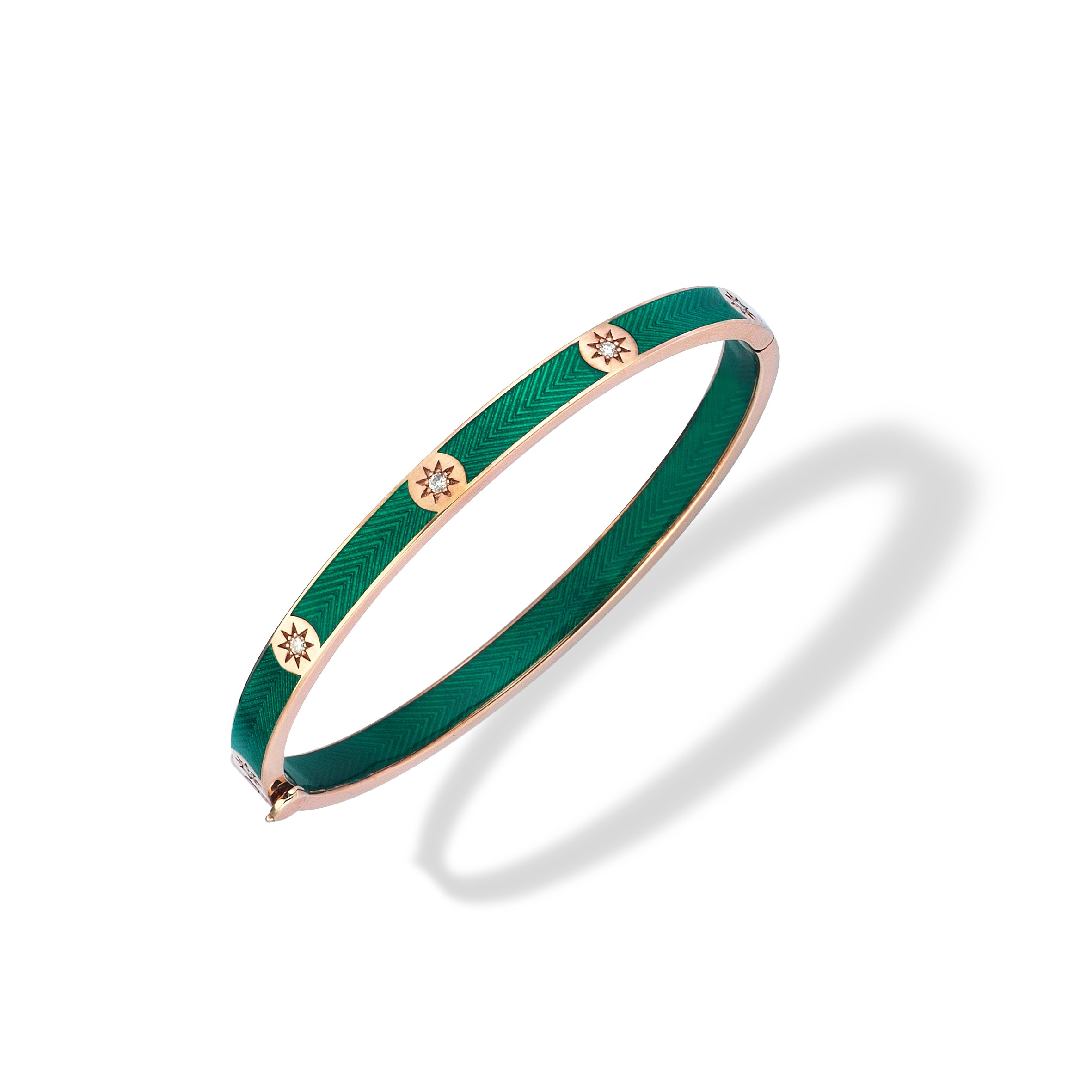 Charm & More Enamel Diamond Cuff Bangle - Green