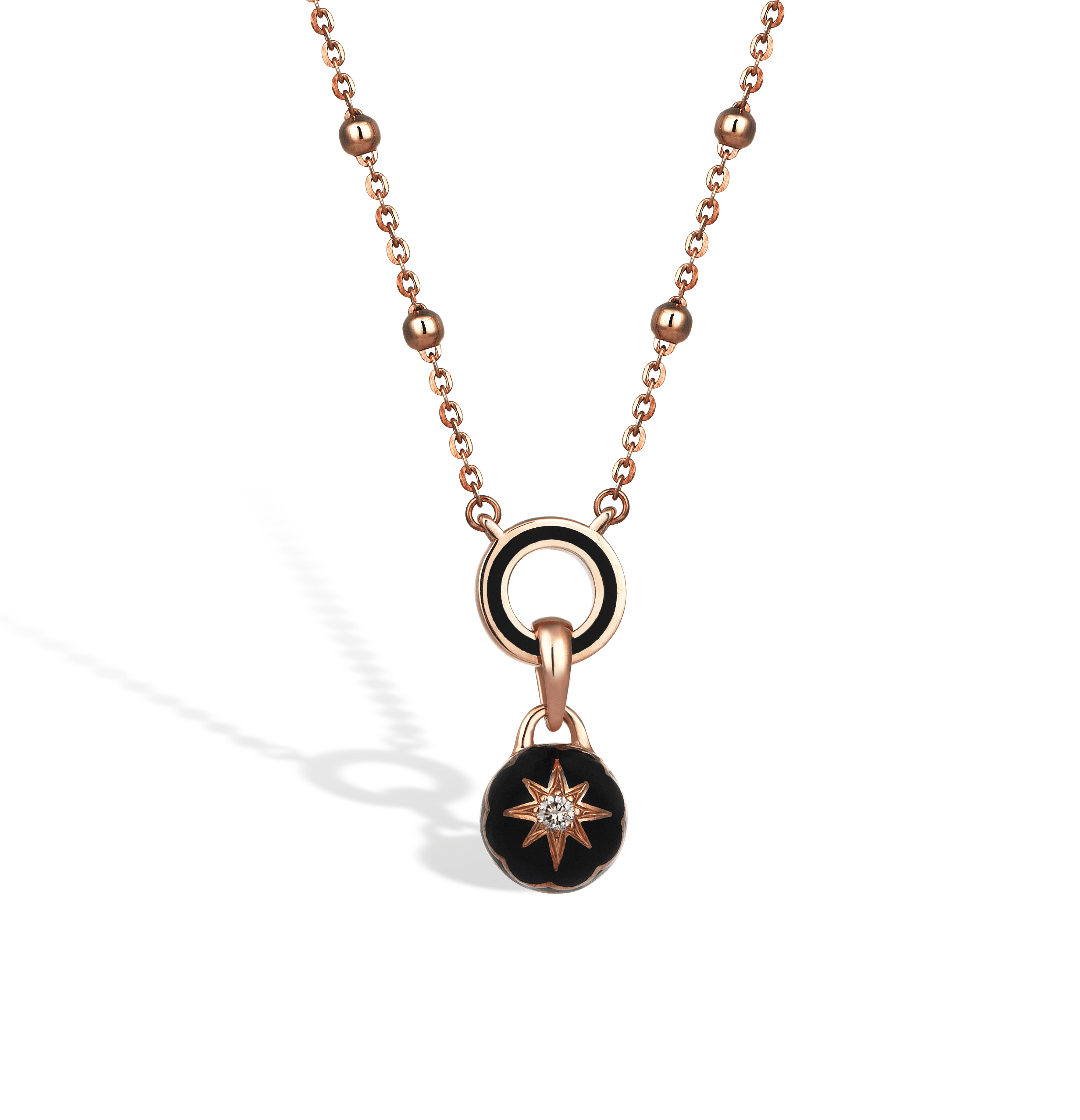 Charm & More Round Diamond-Studded Enamel Necklace