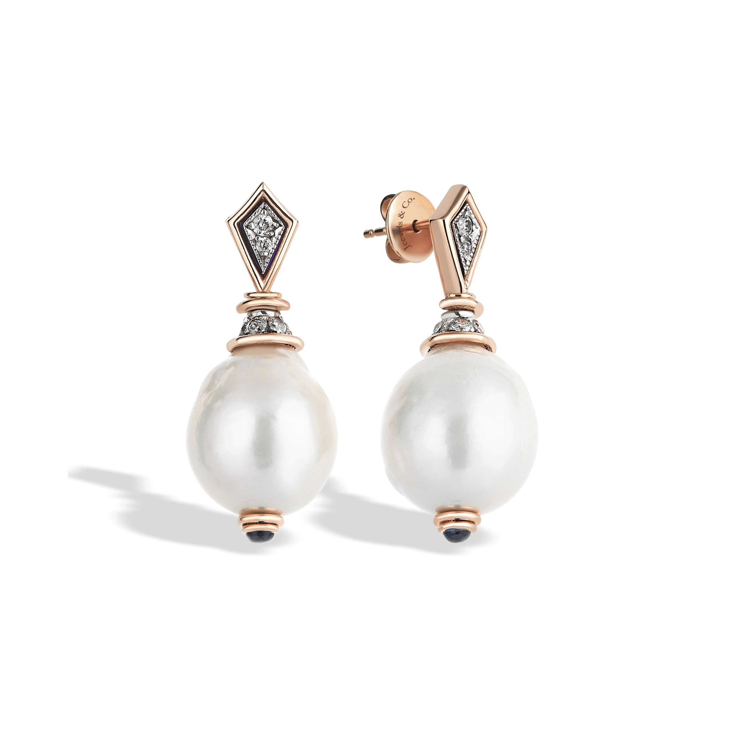 Nature Reflection Baroque Pearl Gold Women's Diamond Earrings