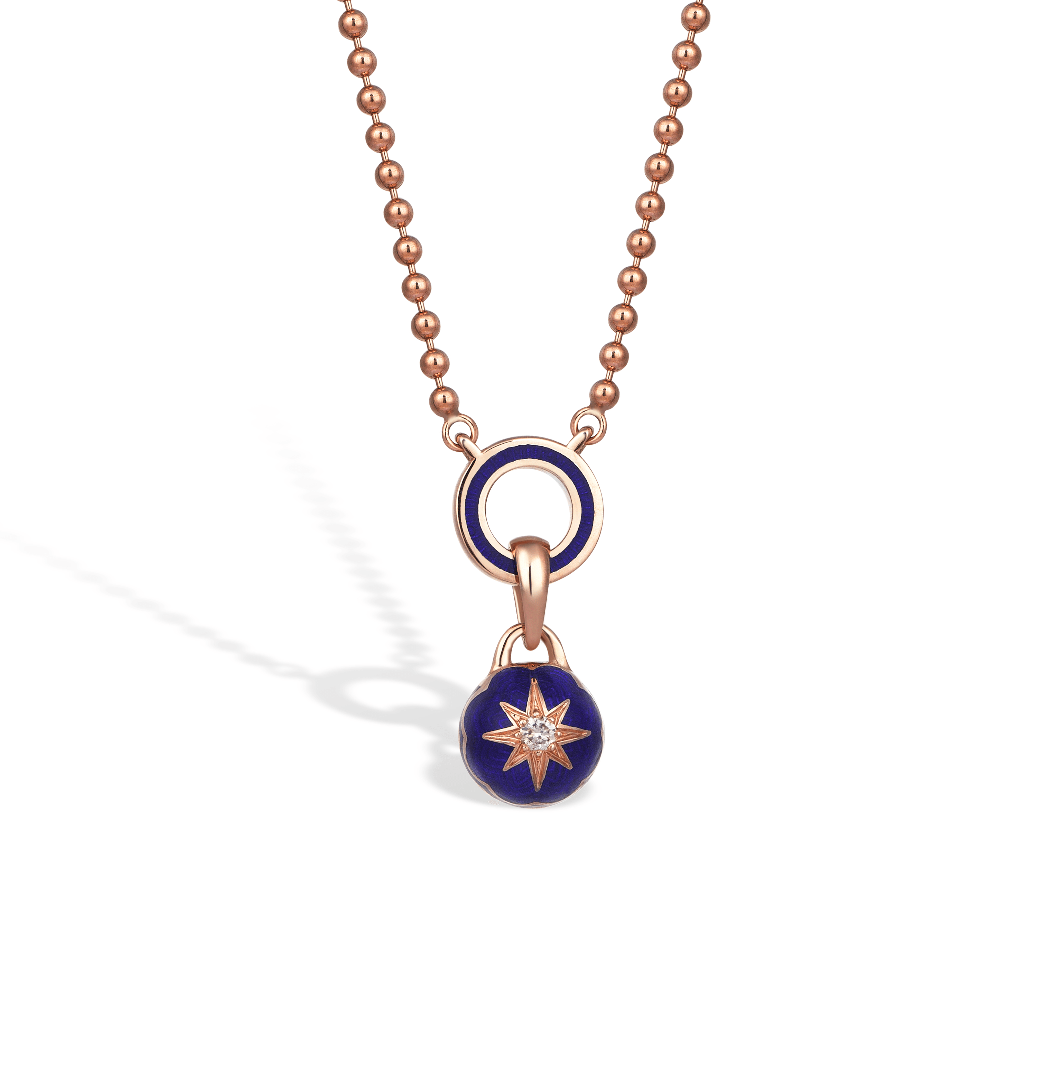 Charm & More Round Diamond-Studded Enamel Necklace