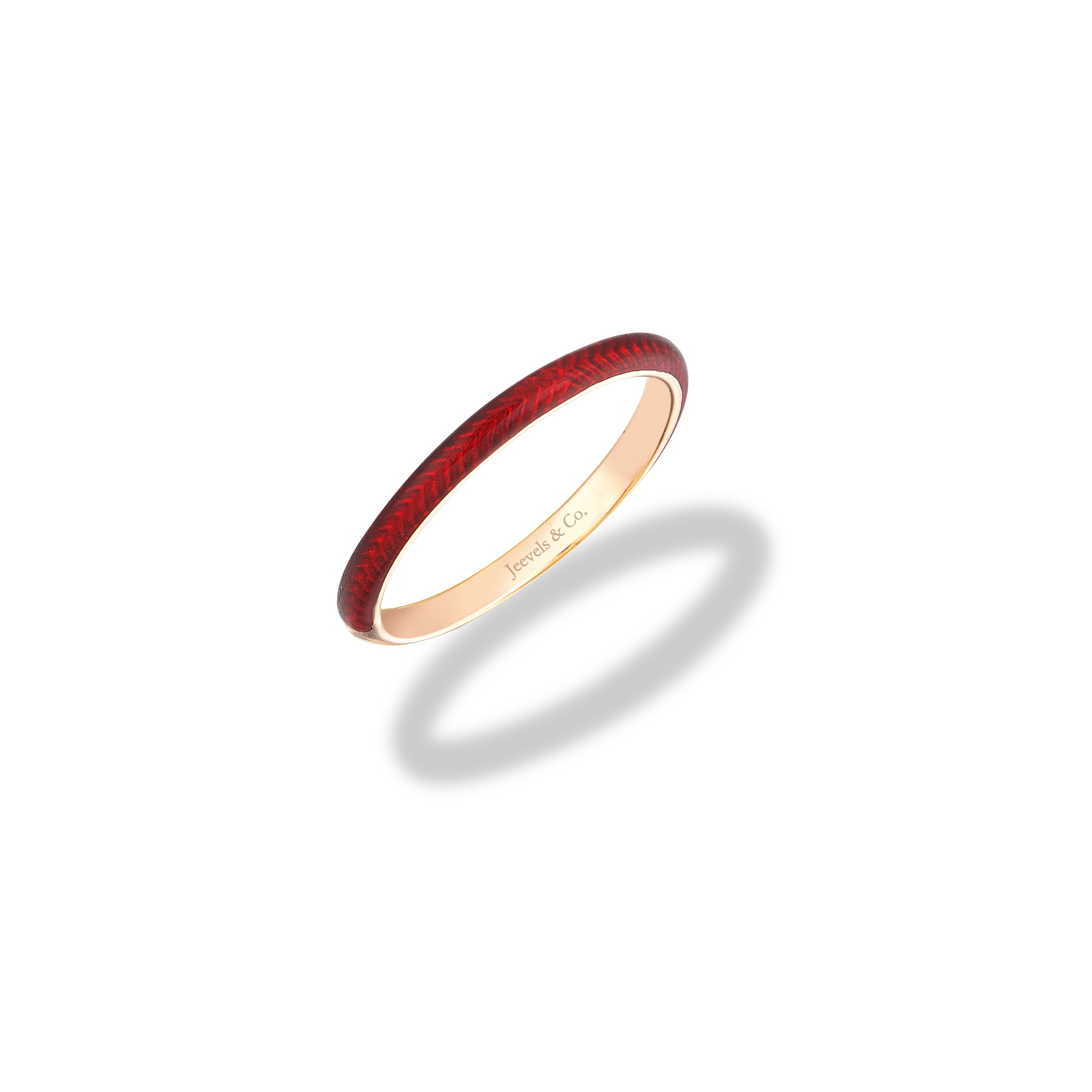 Istanbul Series Enamel Wedding Band Gold Ring - Red