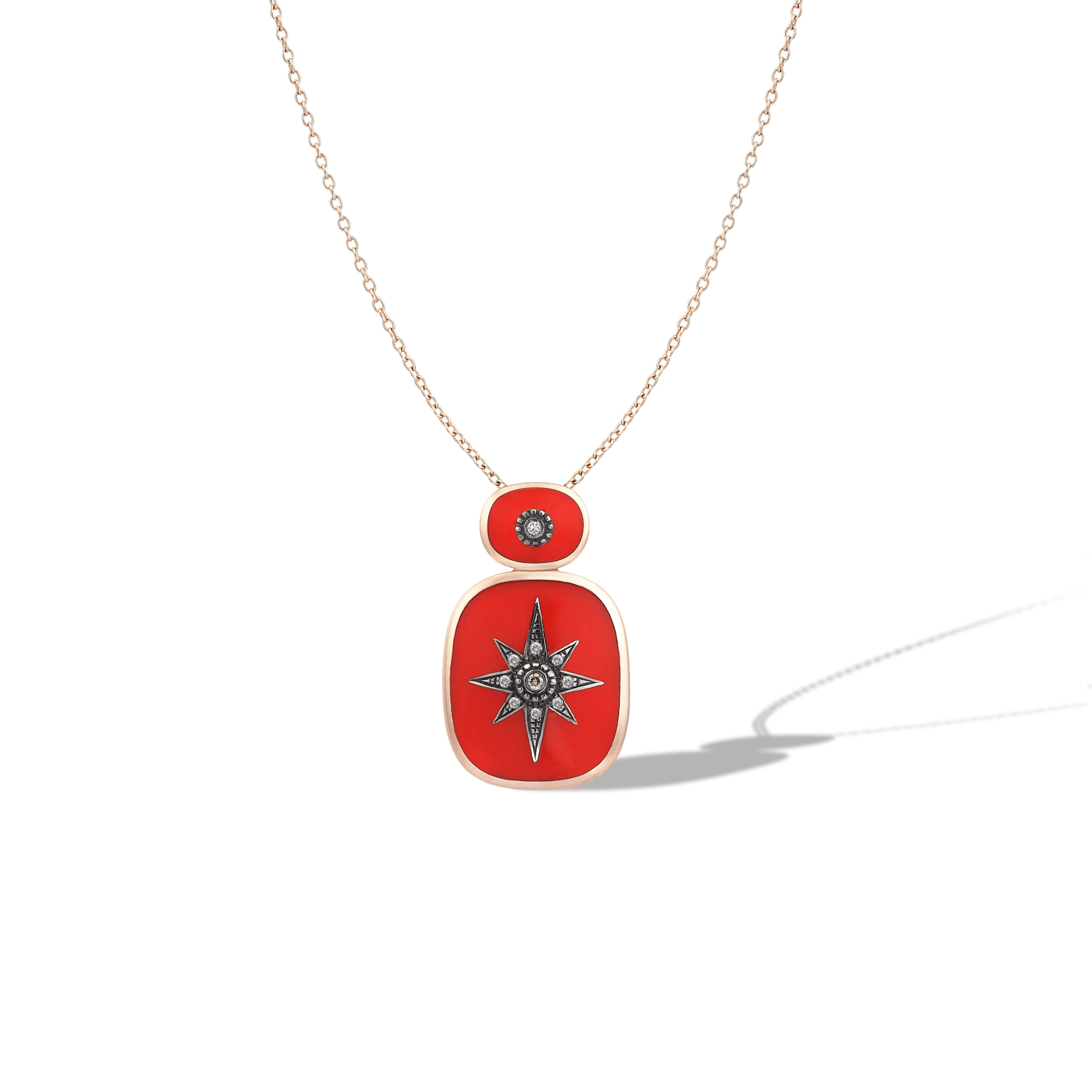 Istanbul Series North Star Diamond Stone Women's Gold Necklace - Orange