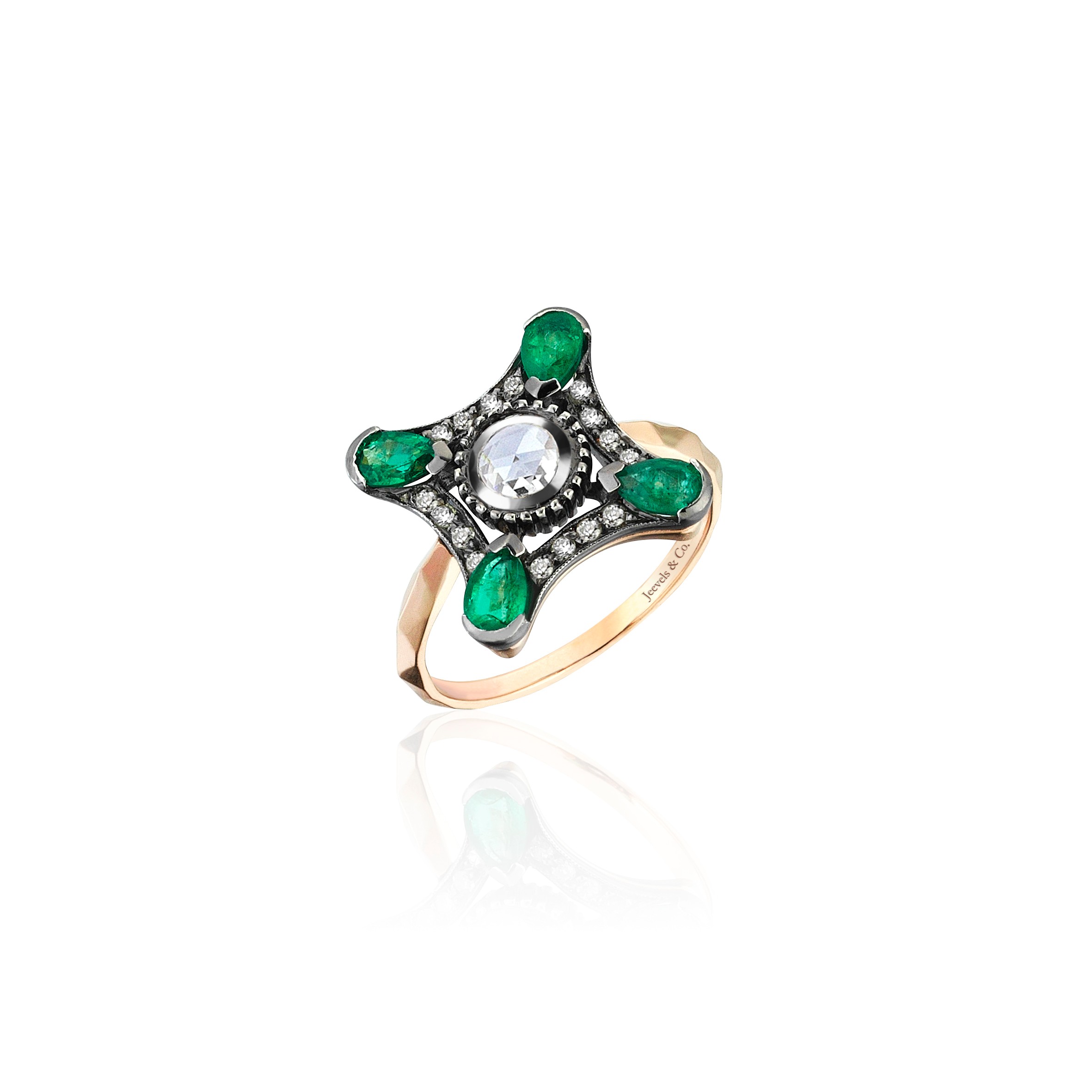 Istanbul Series Emerald and Diamond Gold Ring