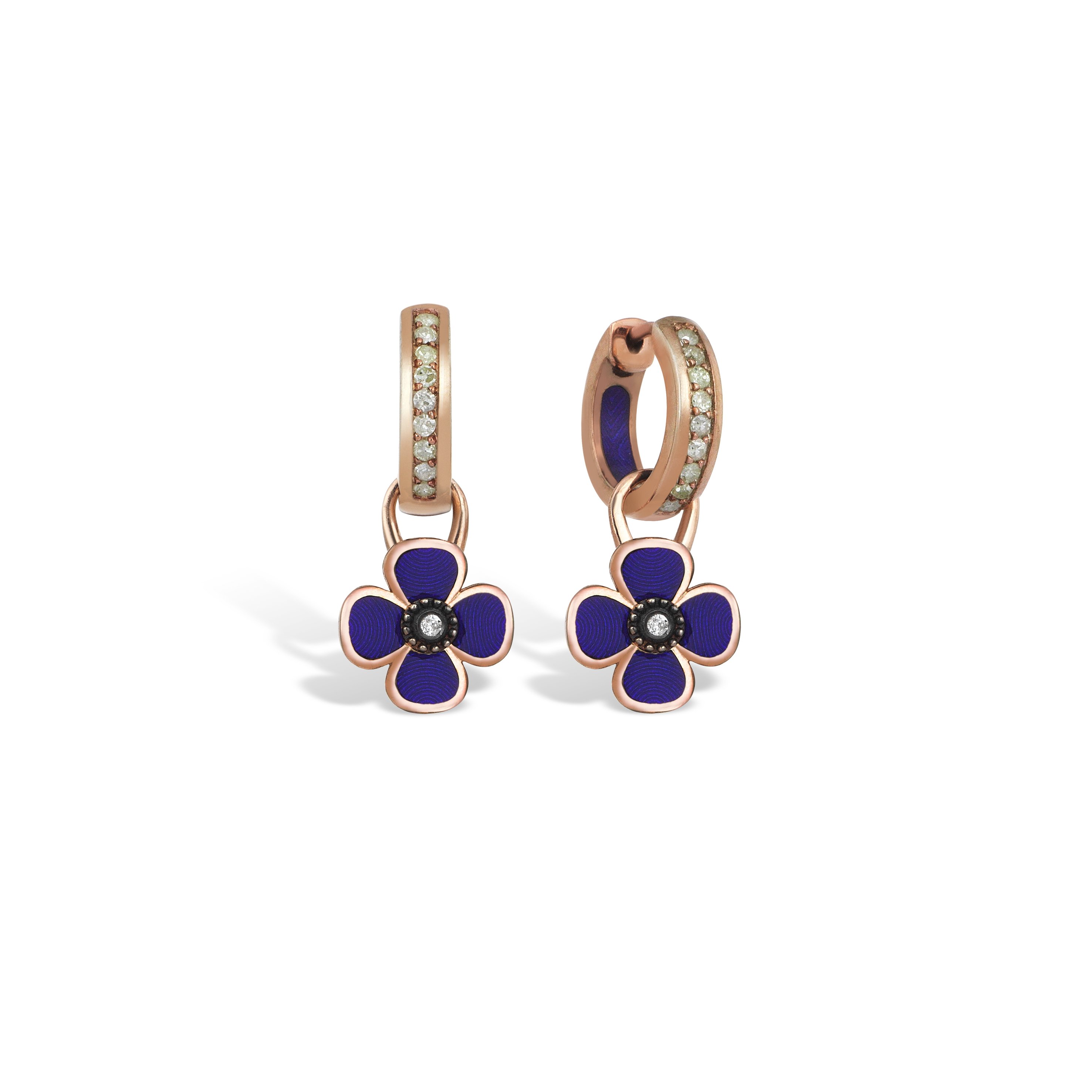 Charm & More Clover Diamond-Studded Enamel Earrings