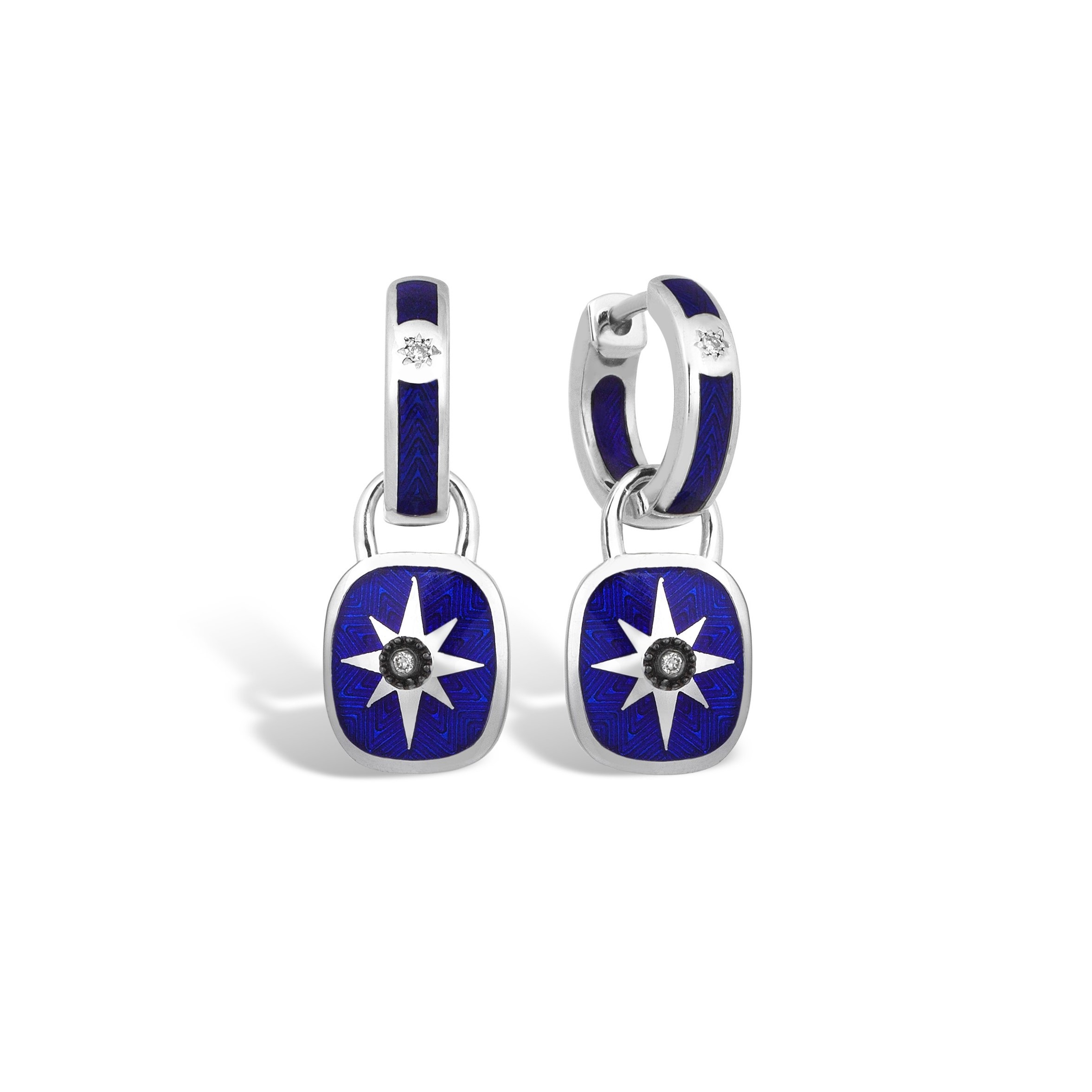 Charm & More Oval Diamond Enamel Earrings - Blue 