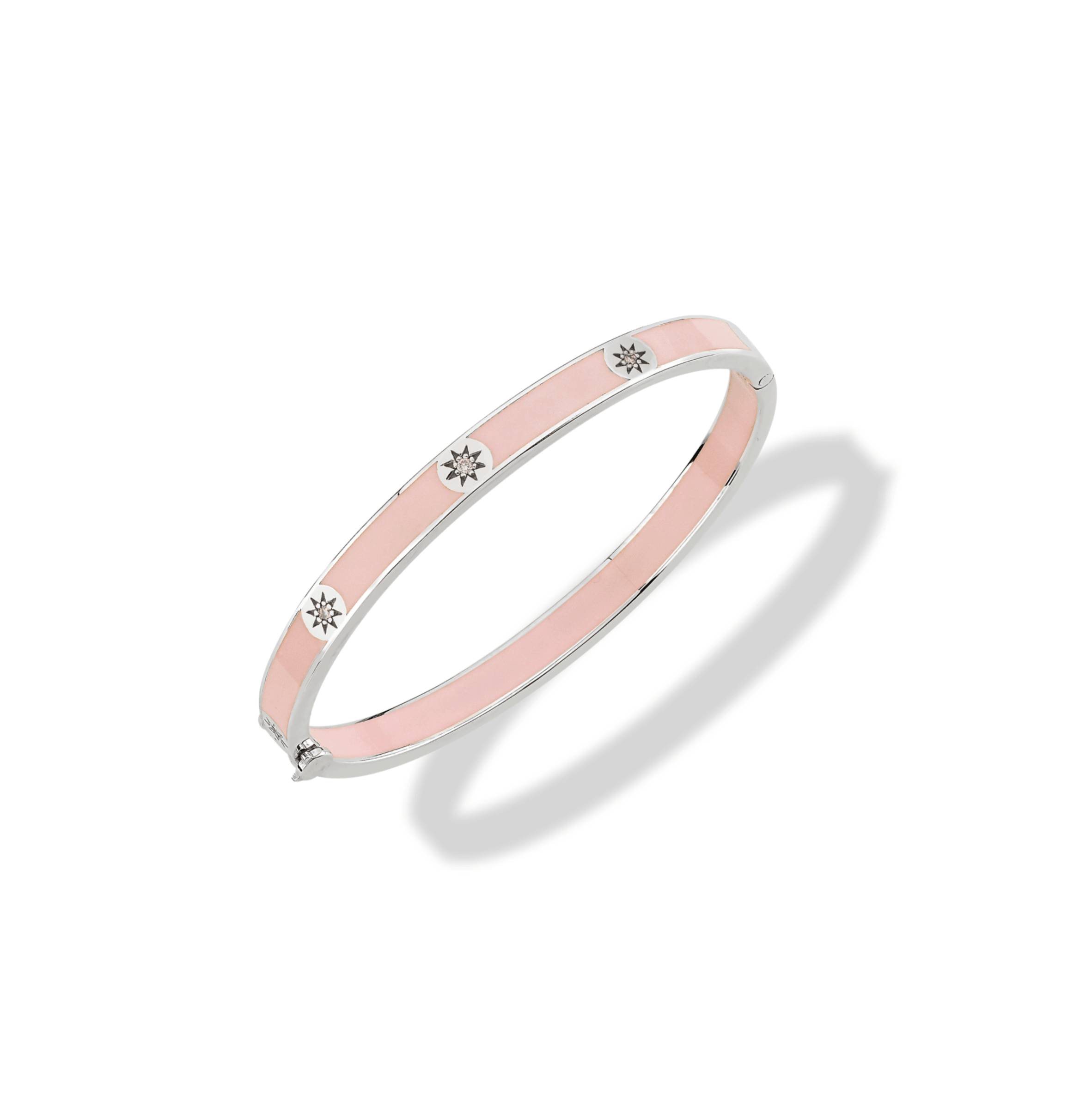 Charm & More Enamel Diamond Cuff Bangle - Opaque Pink