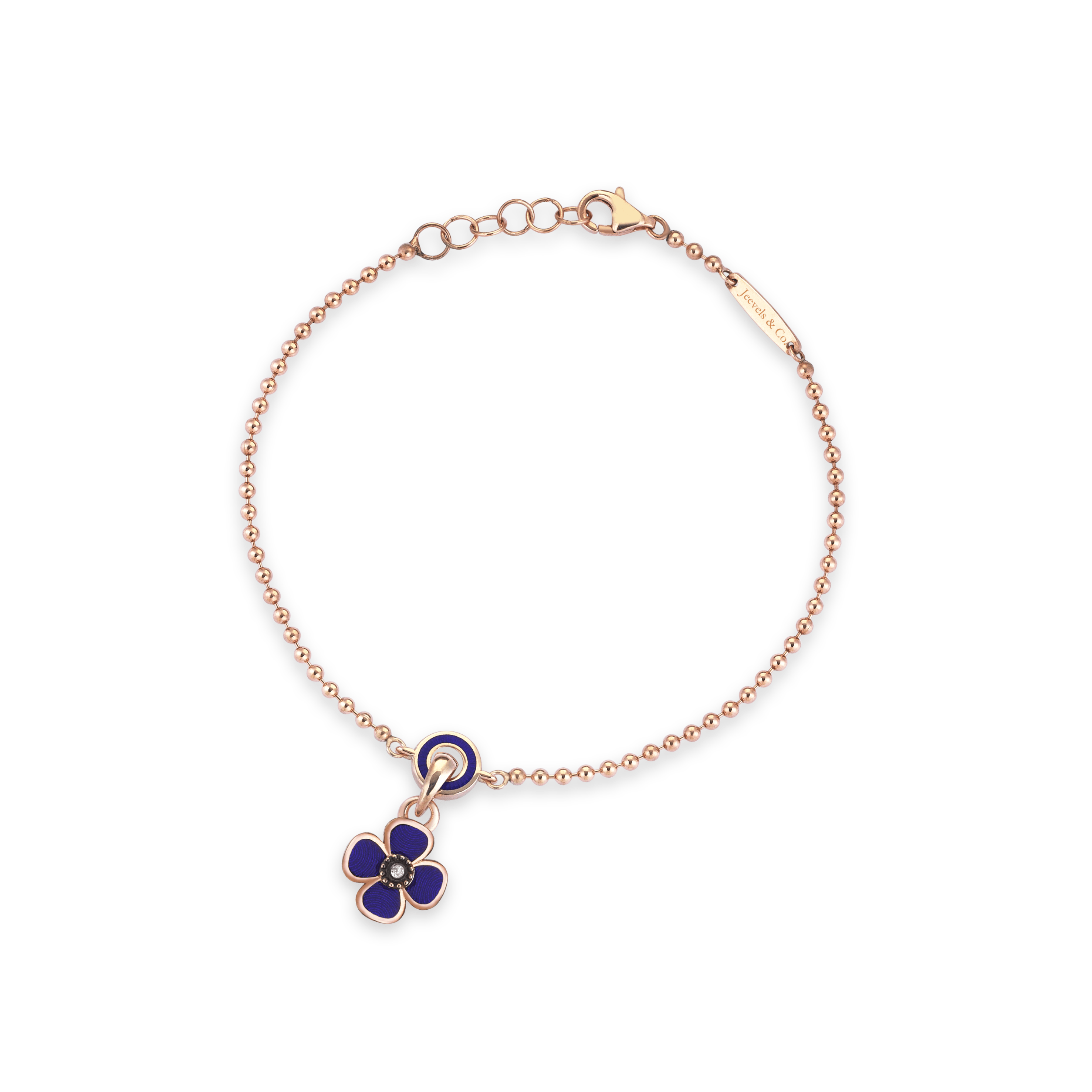 Charm & More Clover Diamond-Studded Enamel Bracelet