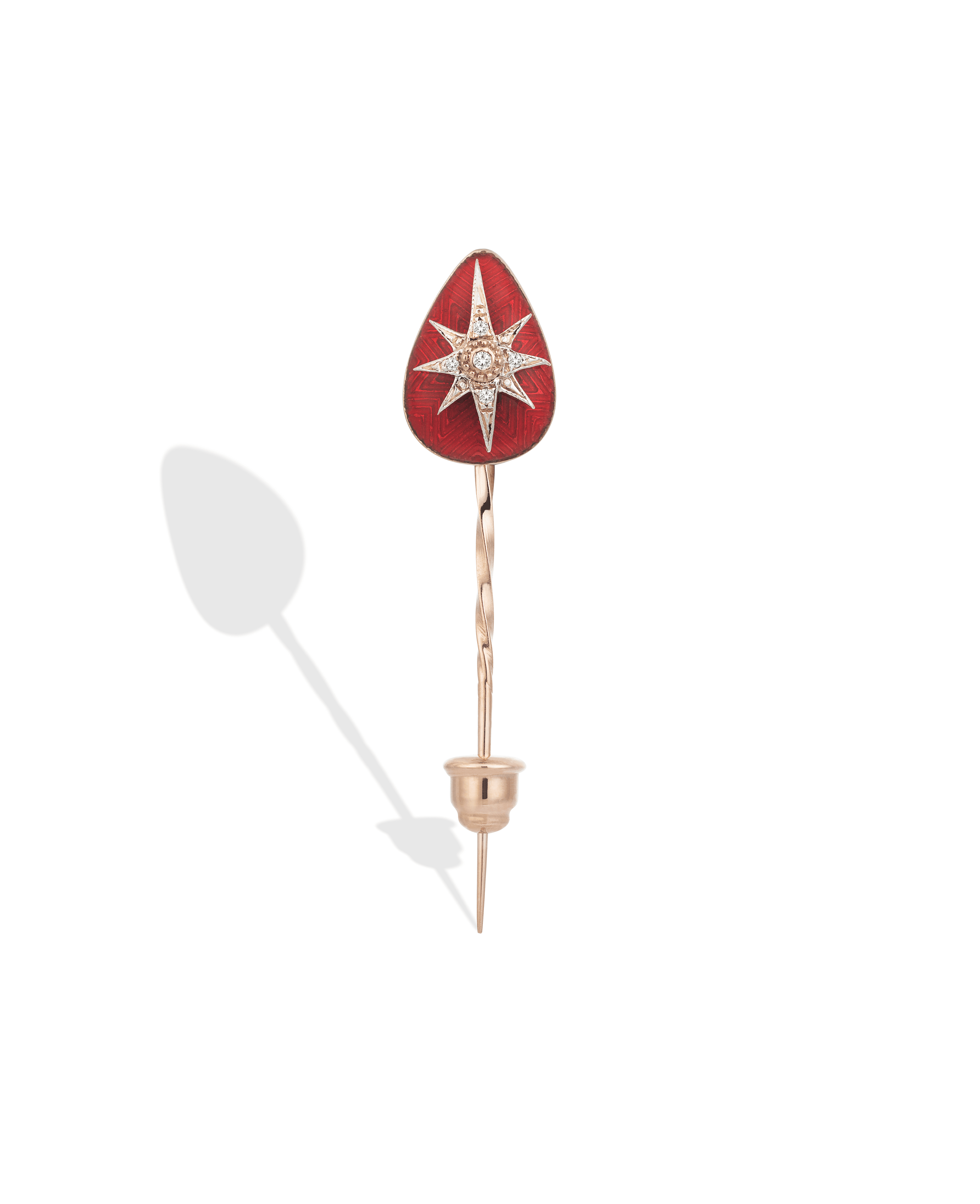 Charm & More Diamond Enamel Brooch - Red