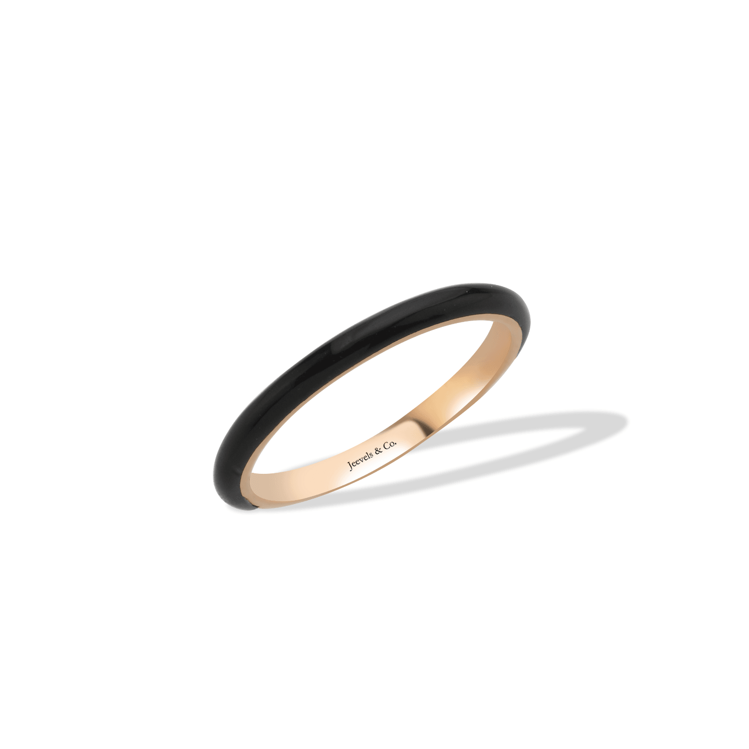 Istanbul Series Enamel Wedding Band Gold Ring - Black