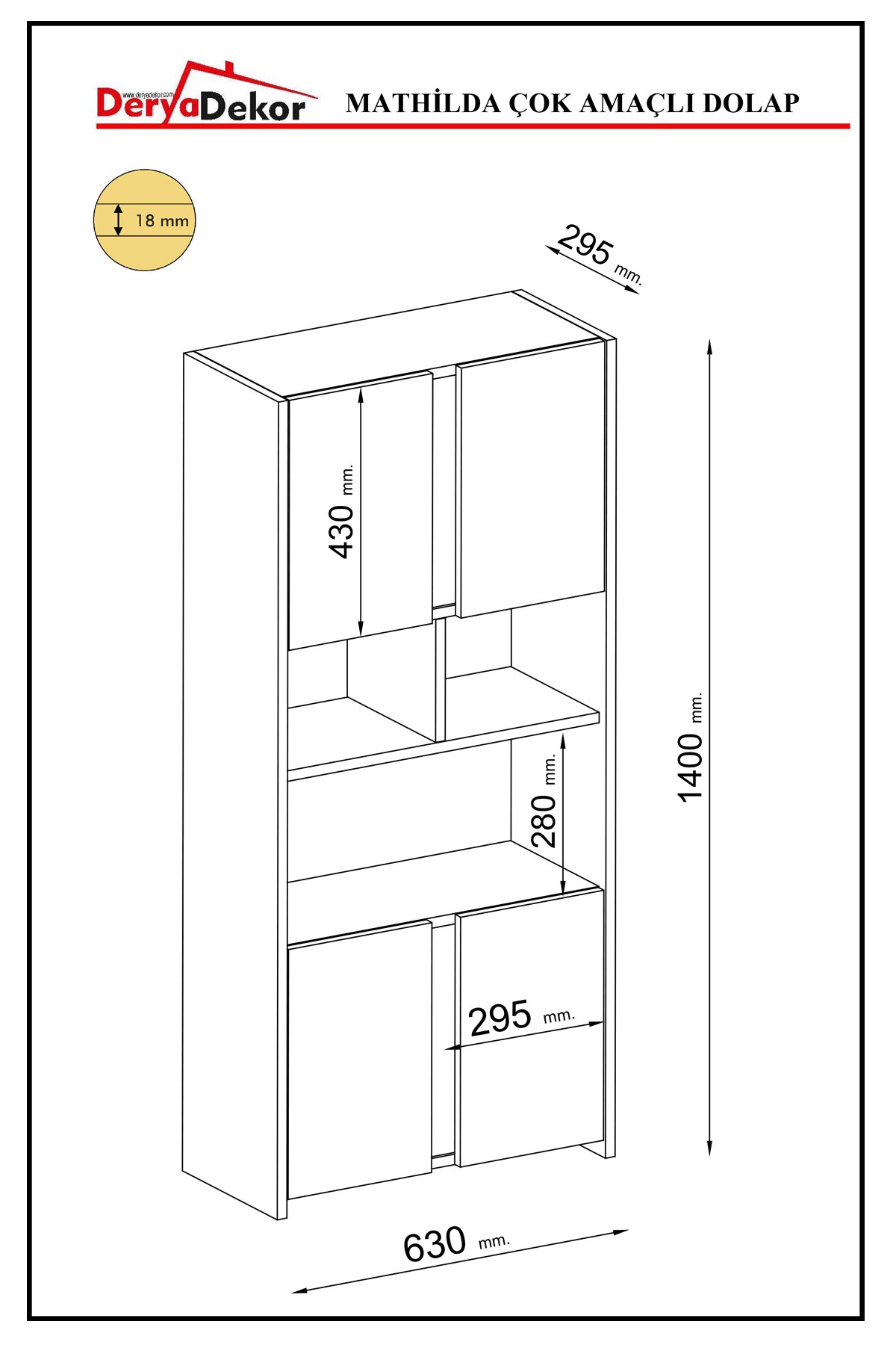 DERYA DEKOR MATHİLDA ÇOK AMAÇLI FIRIN DOLAP