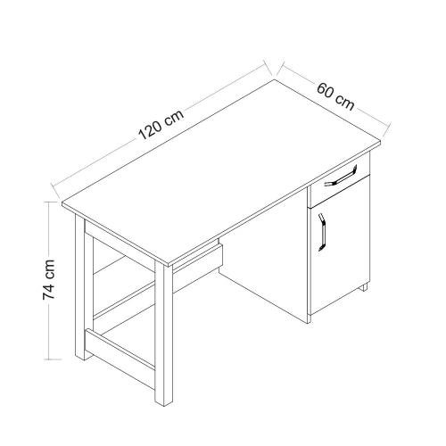 DERYA DEKOR NATURAL ÇEKMECELİ DOLAPLI ÇALIŞMA MASASI