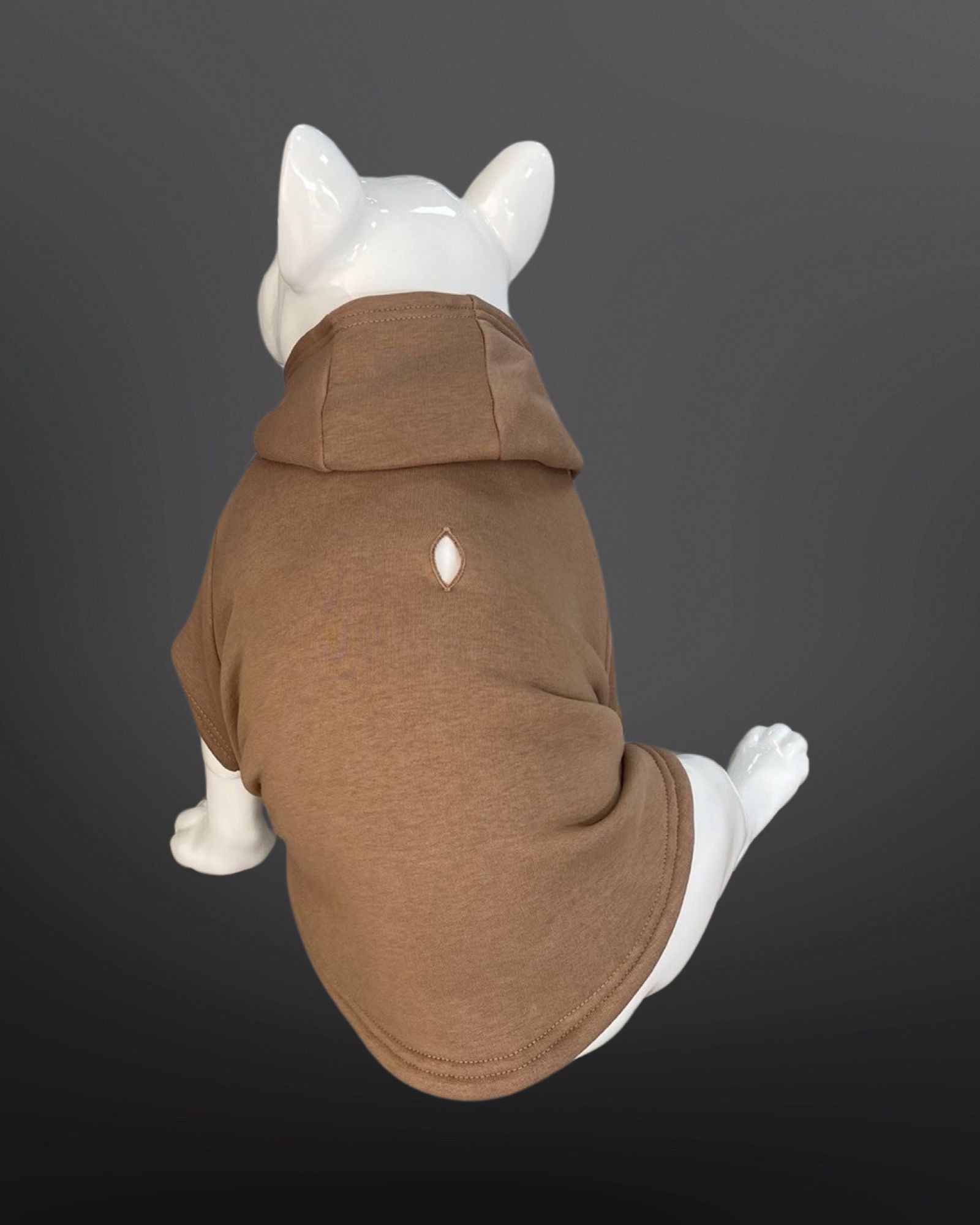 Kedi & Köpek Kıyafeti Sweatshirt - Baskısız Bej Rengi Tasma Detaylı Kapüşonlu Sweatshirt