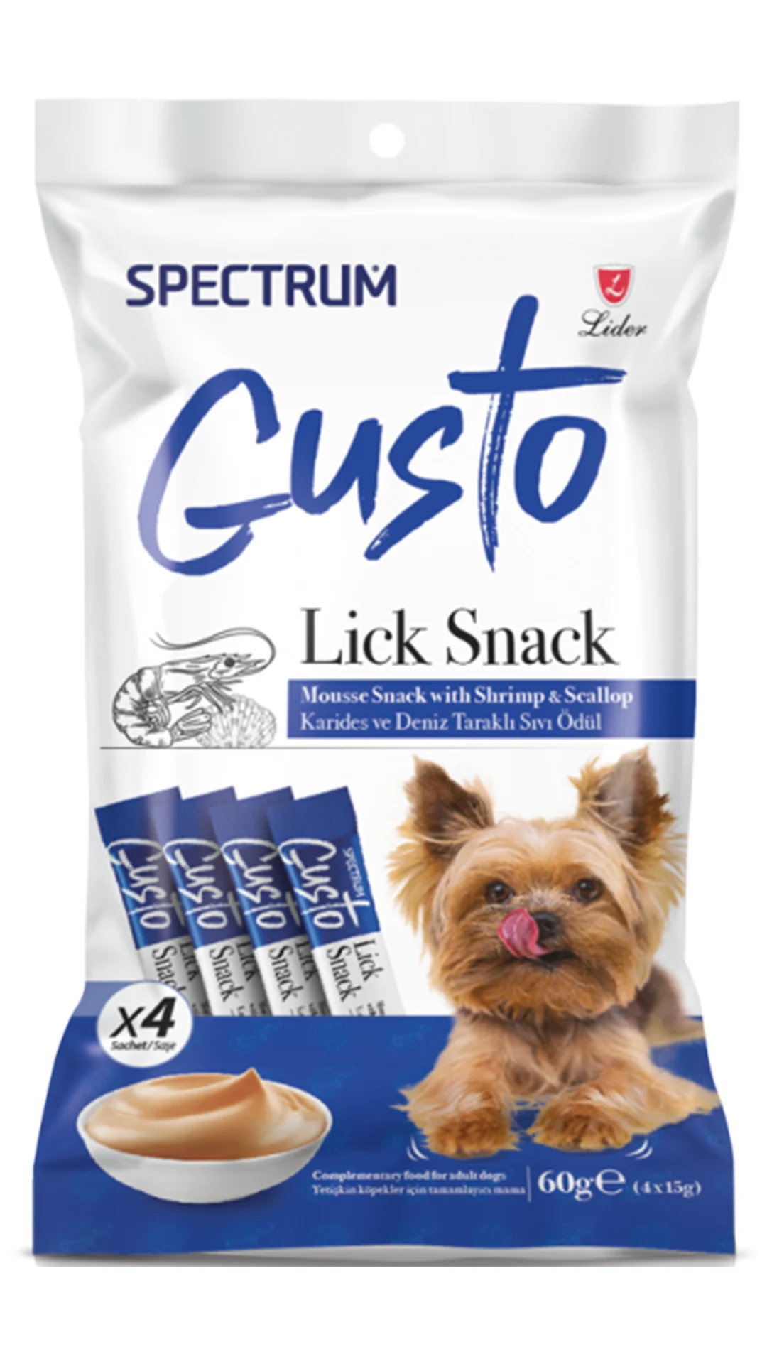 Spectrum Gusto Karidesli ve Deniz Taraklı Sıvı Yetişkin Köpek Ödül Maması 4x15 Gr image