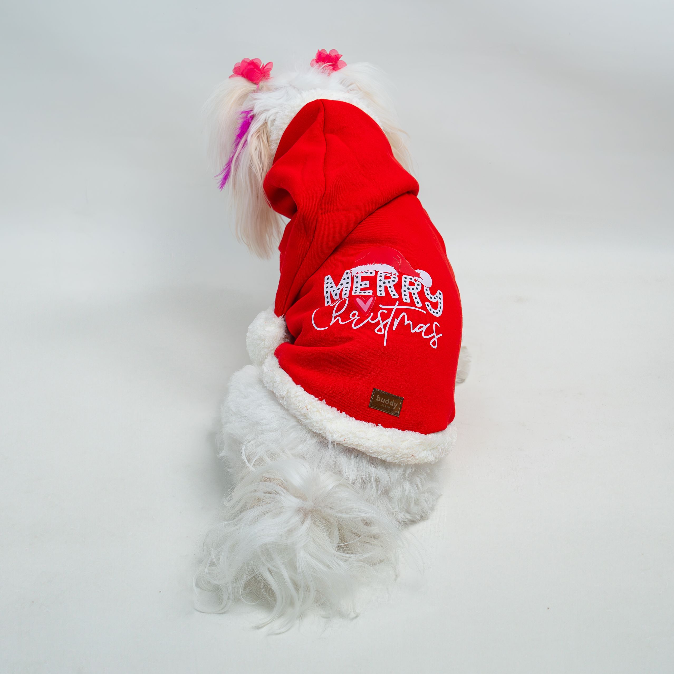 Kedi & Köpek Yılbaşı Kıyafeti - Merry Christmas Baskılı Kırmızı Sweatshirt
