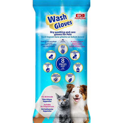 Bio Pet Active Wash Gloves Kuru Yıkama Bakım Eldiveni ( 8 Adet ) image