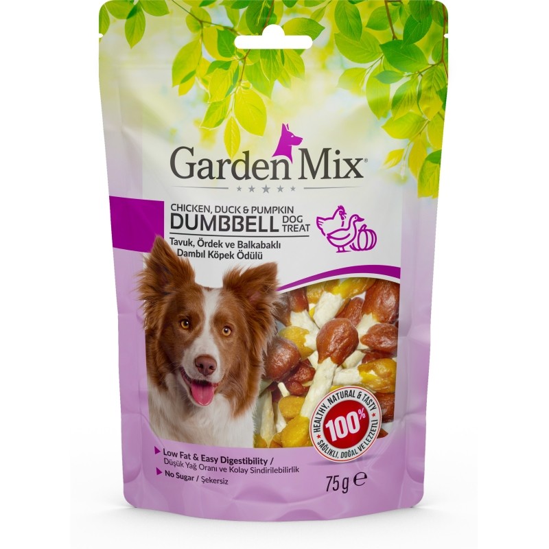 GARDEN MİX TAVUK ÖRDEK VE BALKABAKLI DAMBIL KÖPEK ÖDÜLÜ 75 GR
