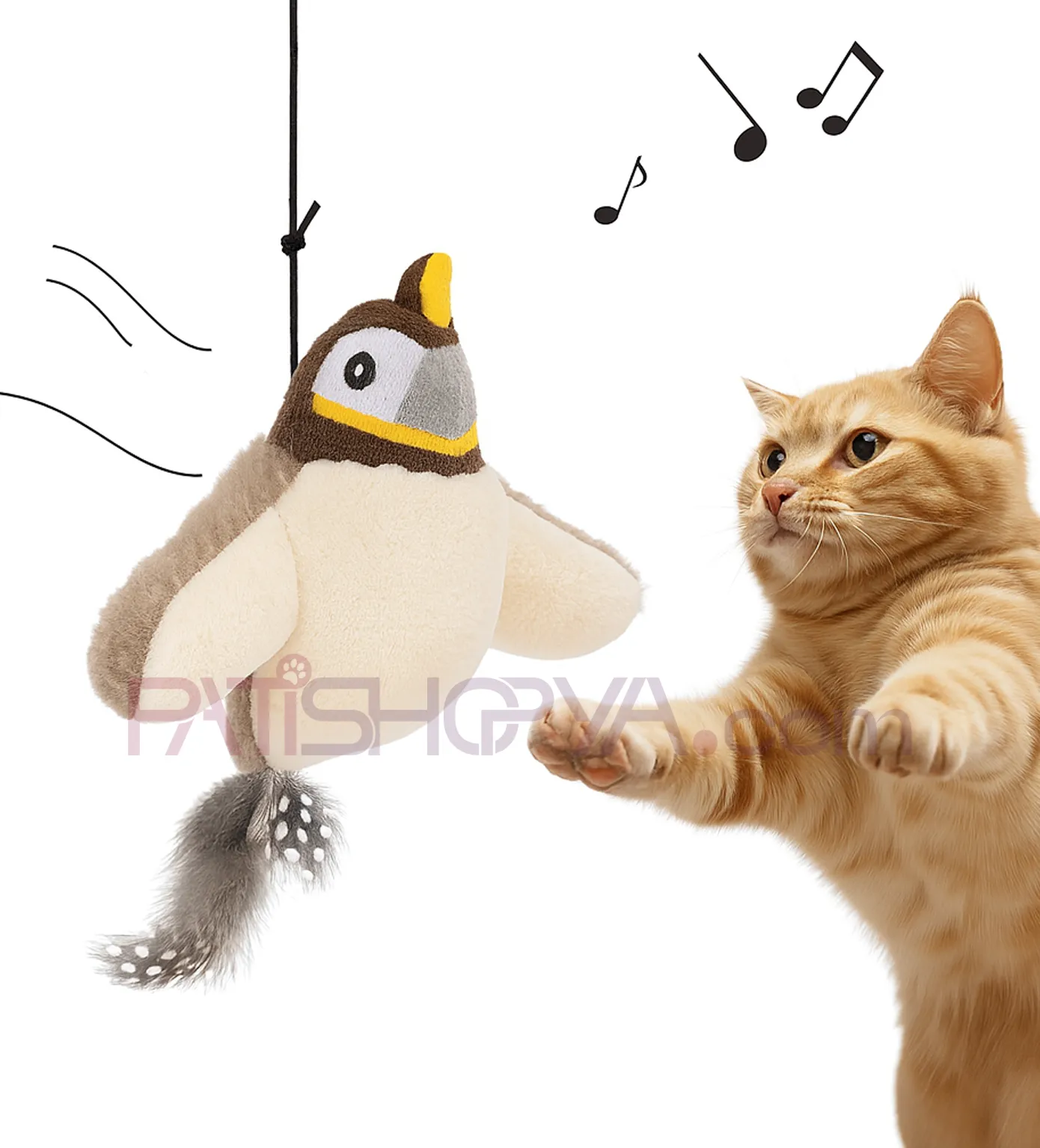 Şarjlı Sesli Kanat Çırpan Kuş İnteraktif Kedi Oyuncağı main variant image