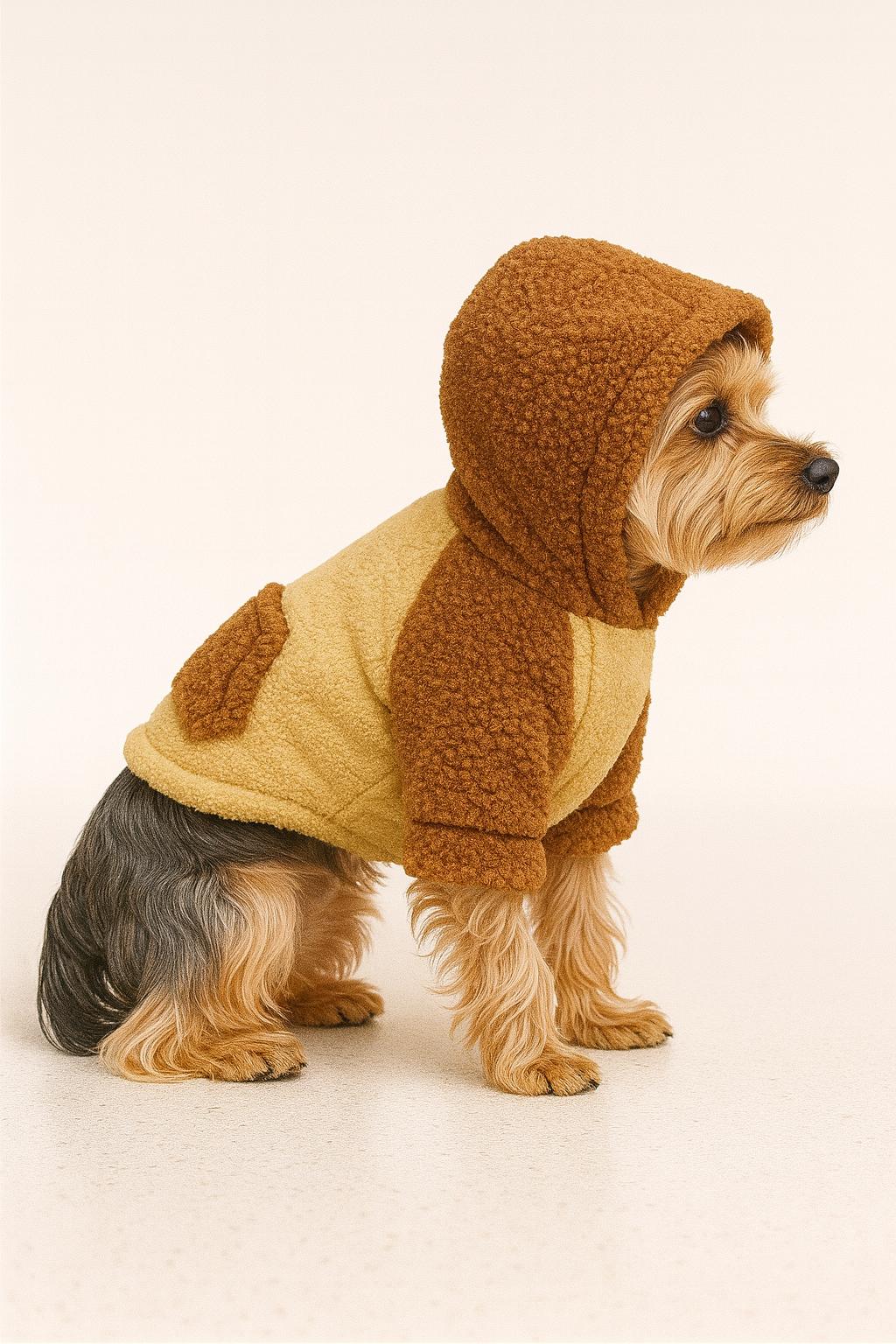 Kontrast Peluş Sweatshirt Hoodie - Kapüşonlu