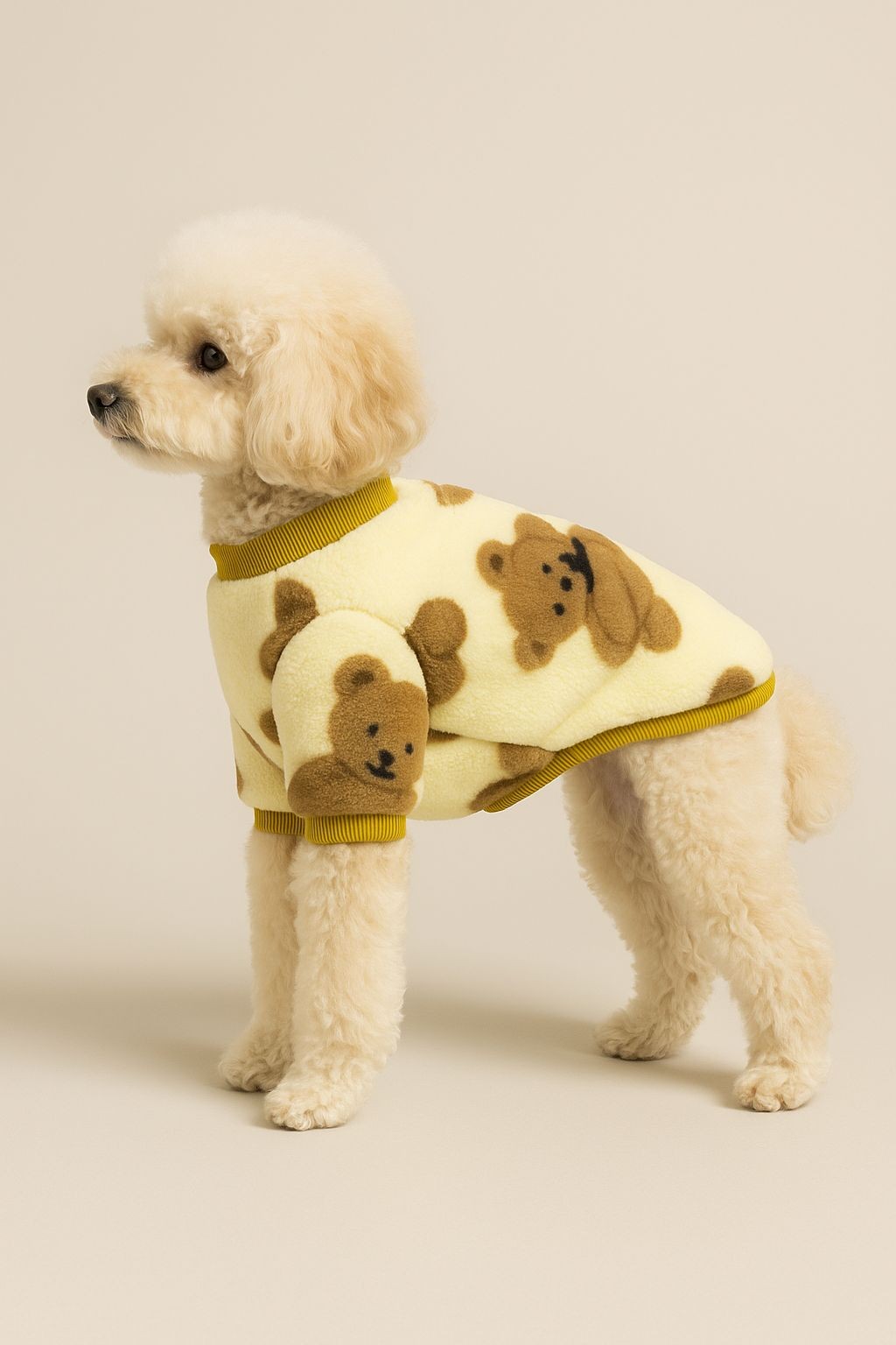 Ayıcık Desenli Yumuşak Peluş Bisiklet Yaka Pet Sweat – Kedi Köpek İçin image