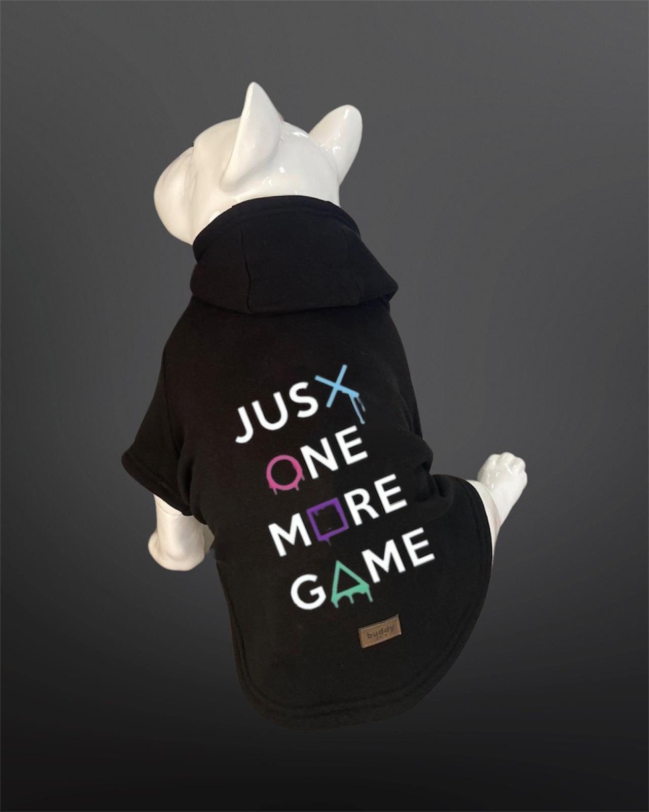 Kedi & Köpek Kıyafeti Sweatshirt - Just One More Game Baskılı Siyah Sweatshirt