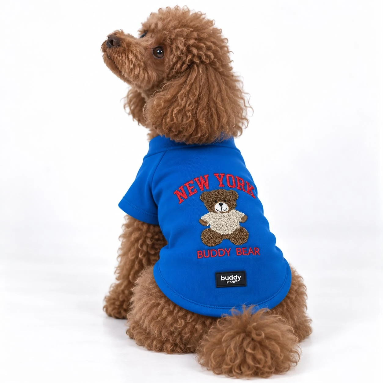 New York Buddy Bear Süzene Nakışlı Köpek Sweatshirt – Saks Mavi