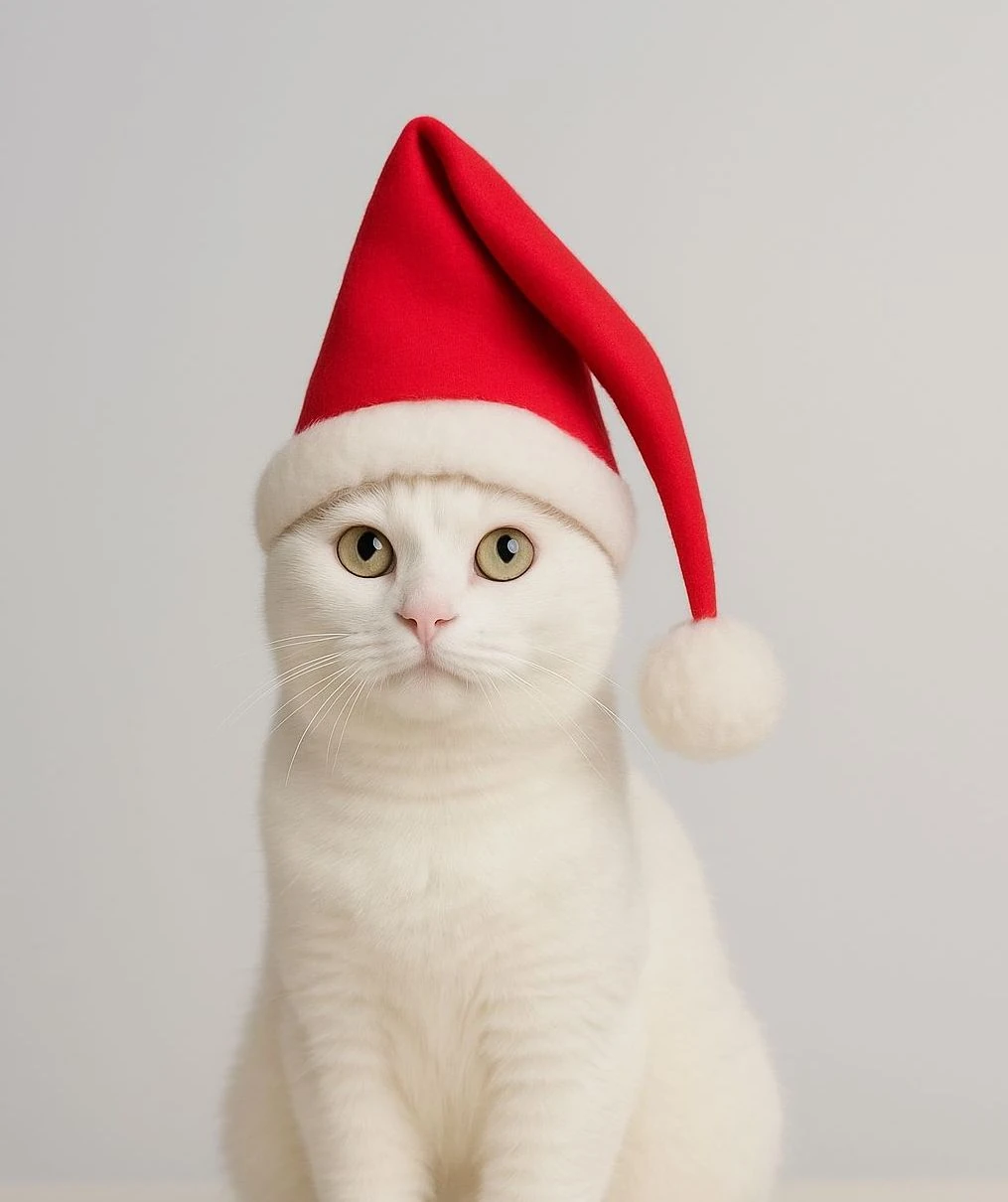 Kırmızı Noel Yılbaşı Köpek Şapkası – Peluş Ponponlu | Küçük ve Orta Irklar İçin