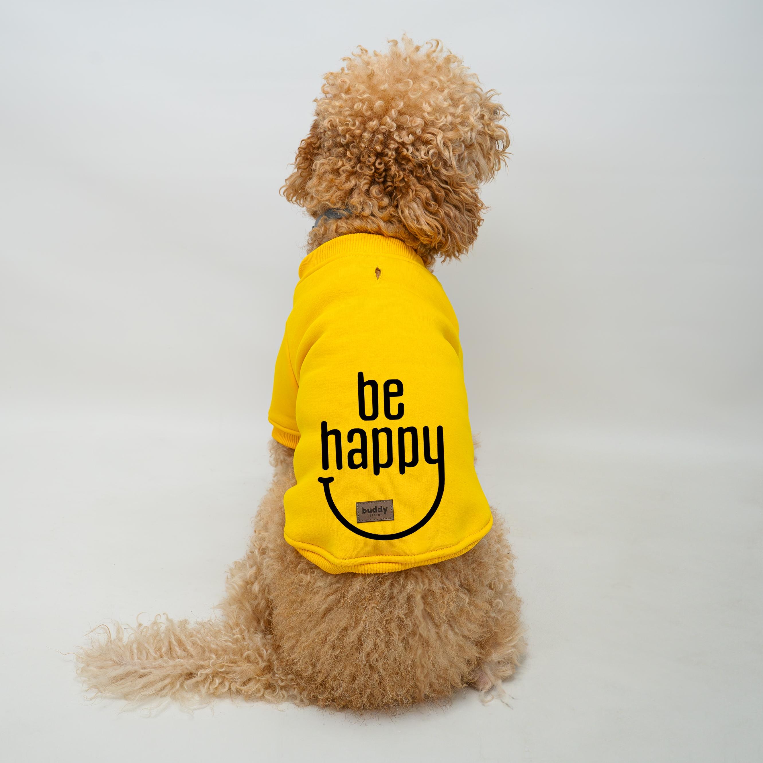 Bisiklet Yaka Sarı Sweatshirt - sarı be happy