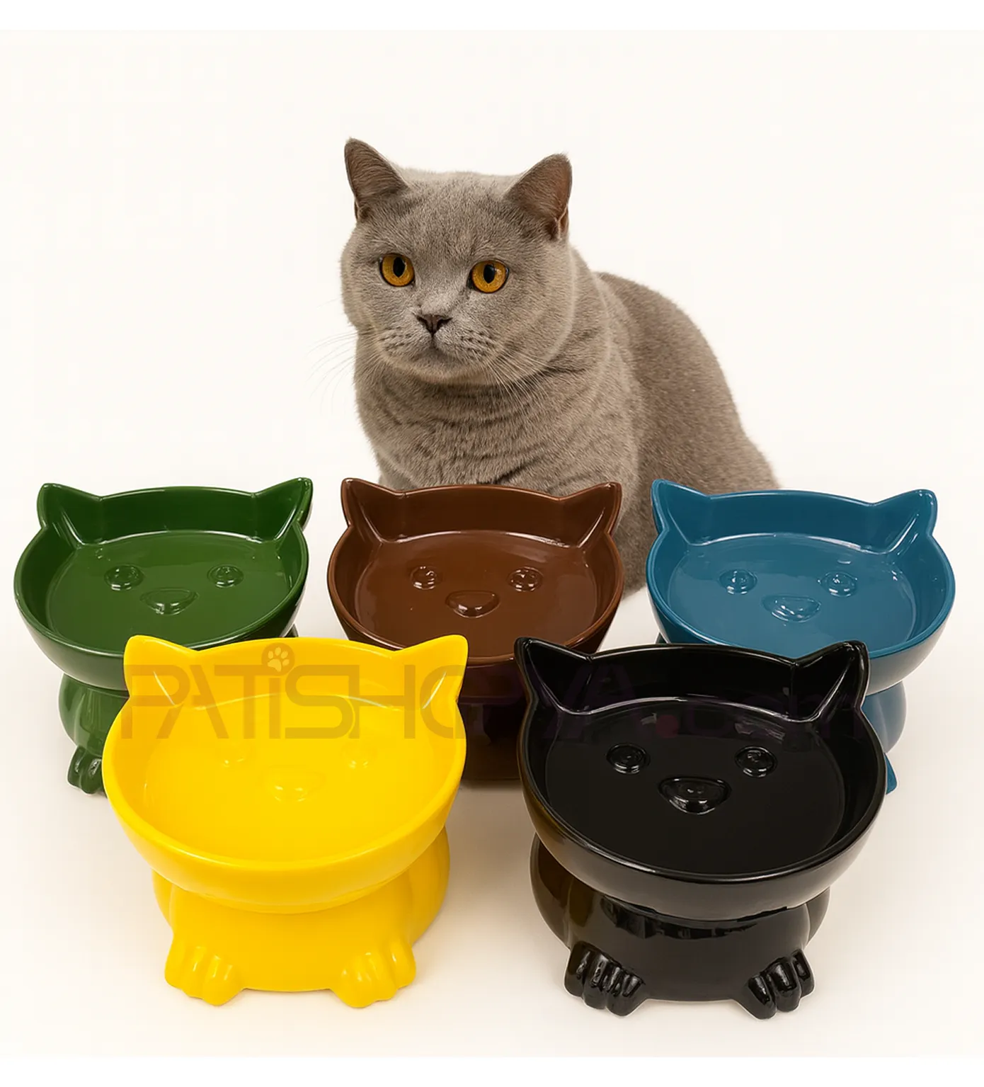 Lüx Kulaklı Seramik Mama Kabı Ayaklı (KUTULU) image