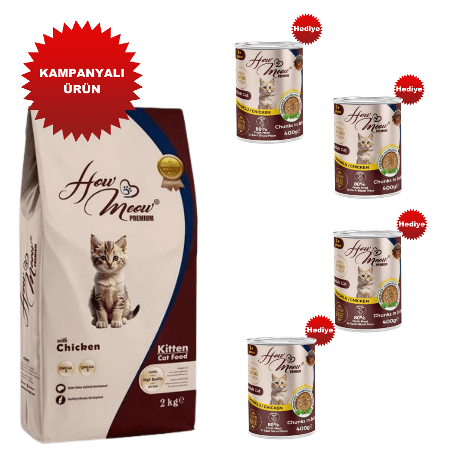 How Meow - Yavru kedi maması Kitten 15 KG (4 Adet 400gr Konserve Hediyeli)