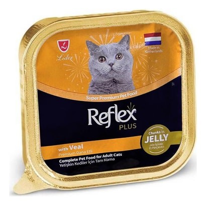 REFLEX PLUS ALUTRAY JÖLE İÇİNDE ET PARÇACIKLI DANA ETLİ YETİŞKİN KEDİ MAMASI 85 G
