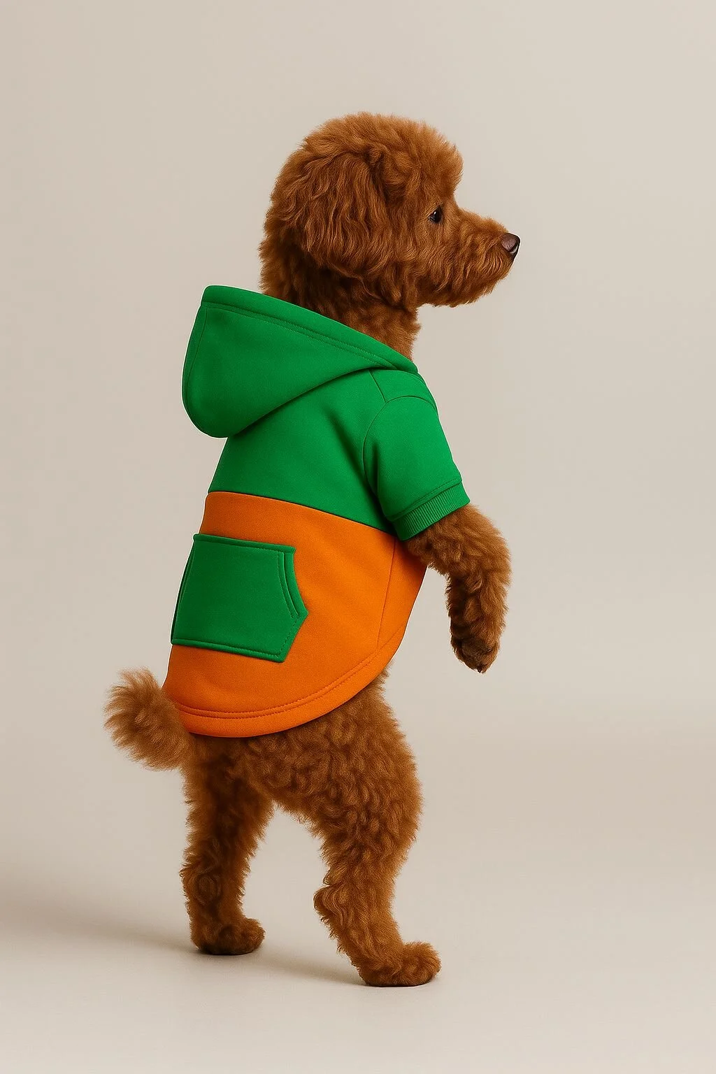  Kontrast Koleksiyonu Kapüşonlu Köpek Sweatshirt – Küçük ve Orta Irklar için Rahat ve Şık Hoodie (S-M-L-XL-2XL) B2B - Yeşil-Turuncu