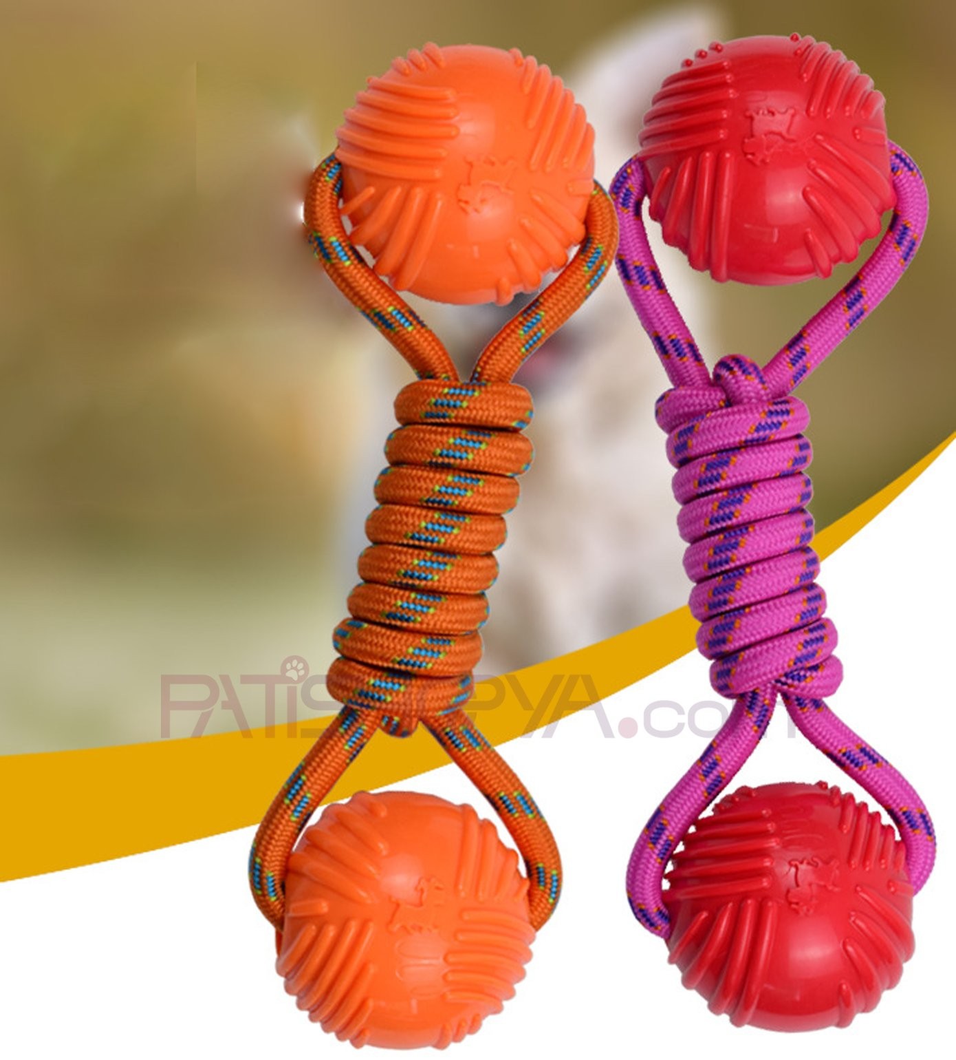 DUMBELL TASARIMLI HALATLI KÖPEK ISIRMA OYUNCAĞI