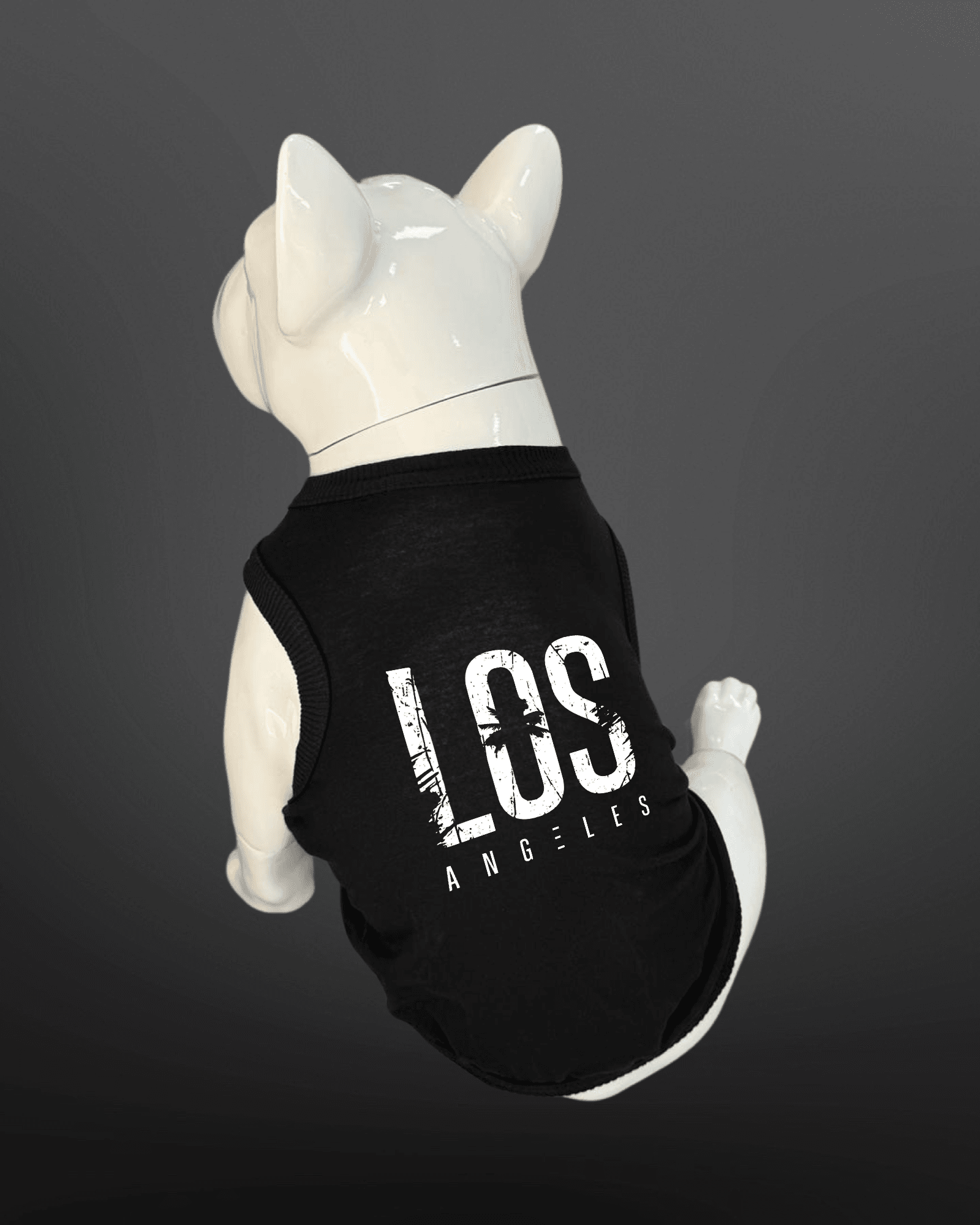 Kedi Ve Köpek Kıyafeti - Los Angeles Yazı Baskılı Siyah Atlet