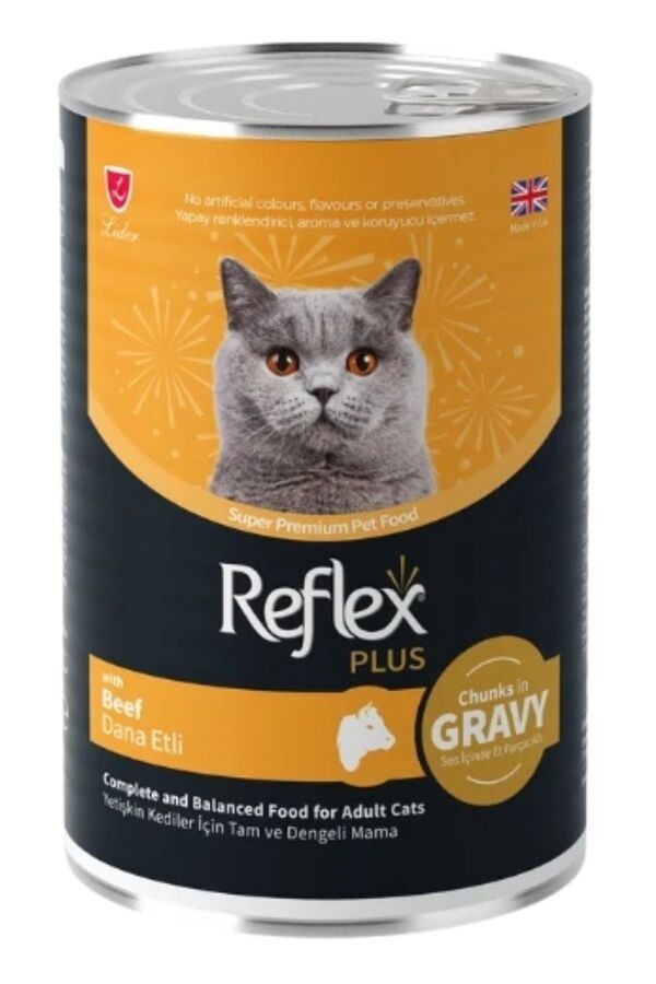 REFLEX PLUS SOS İÇİNDE ET PARÇACIKLI DANA ETLİ YETİŞKİN KEDİ MAMASI 400 G